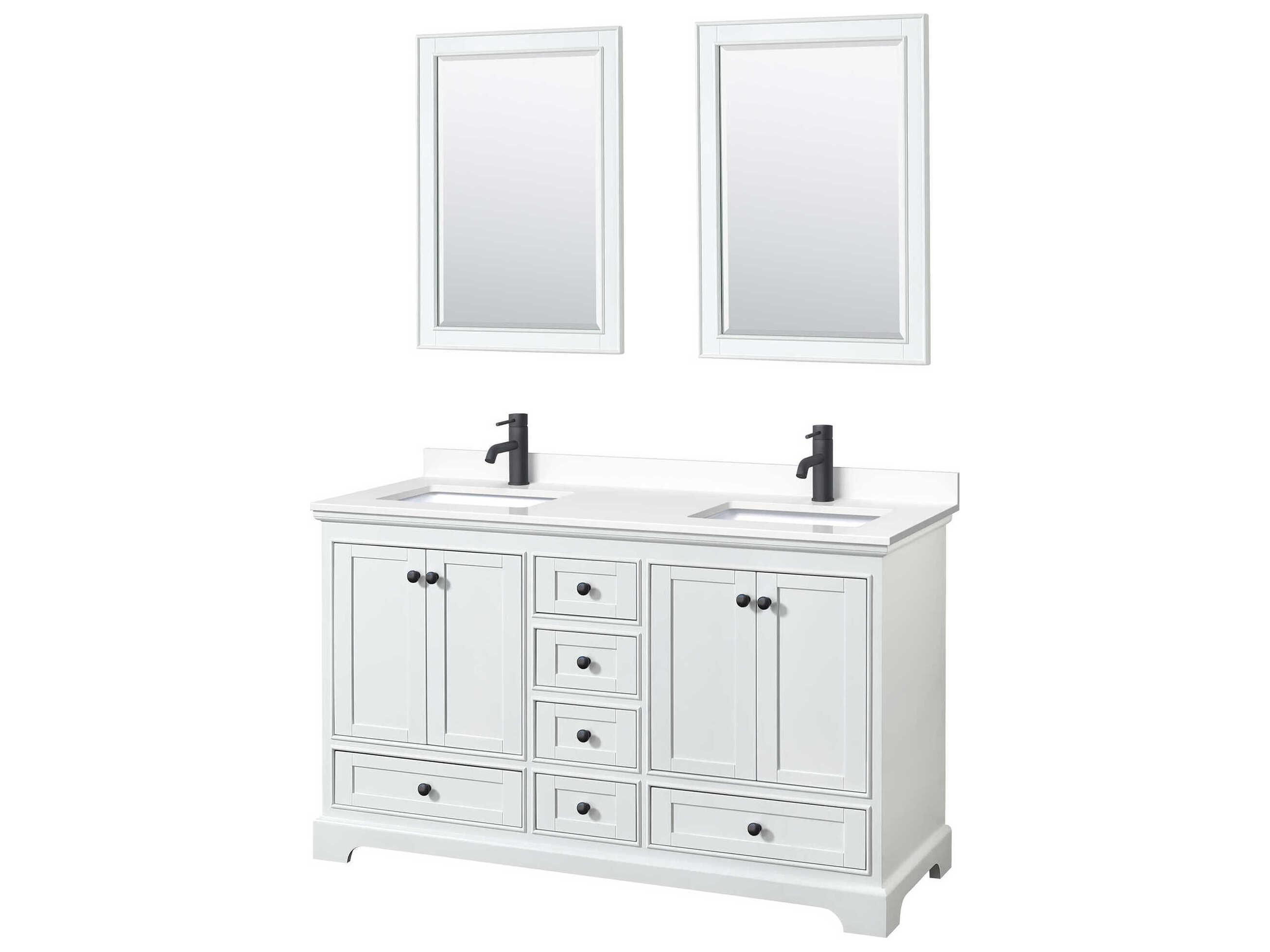 Wyndham Collection Deborah 60" White Vanity with 24" Mirror