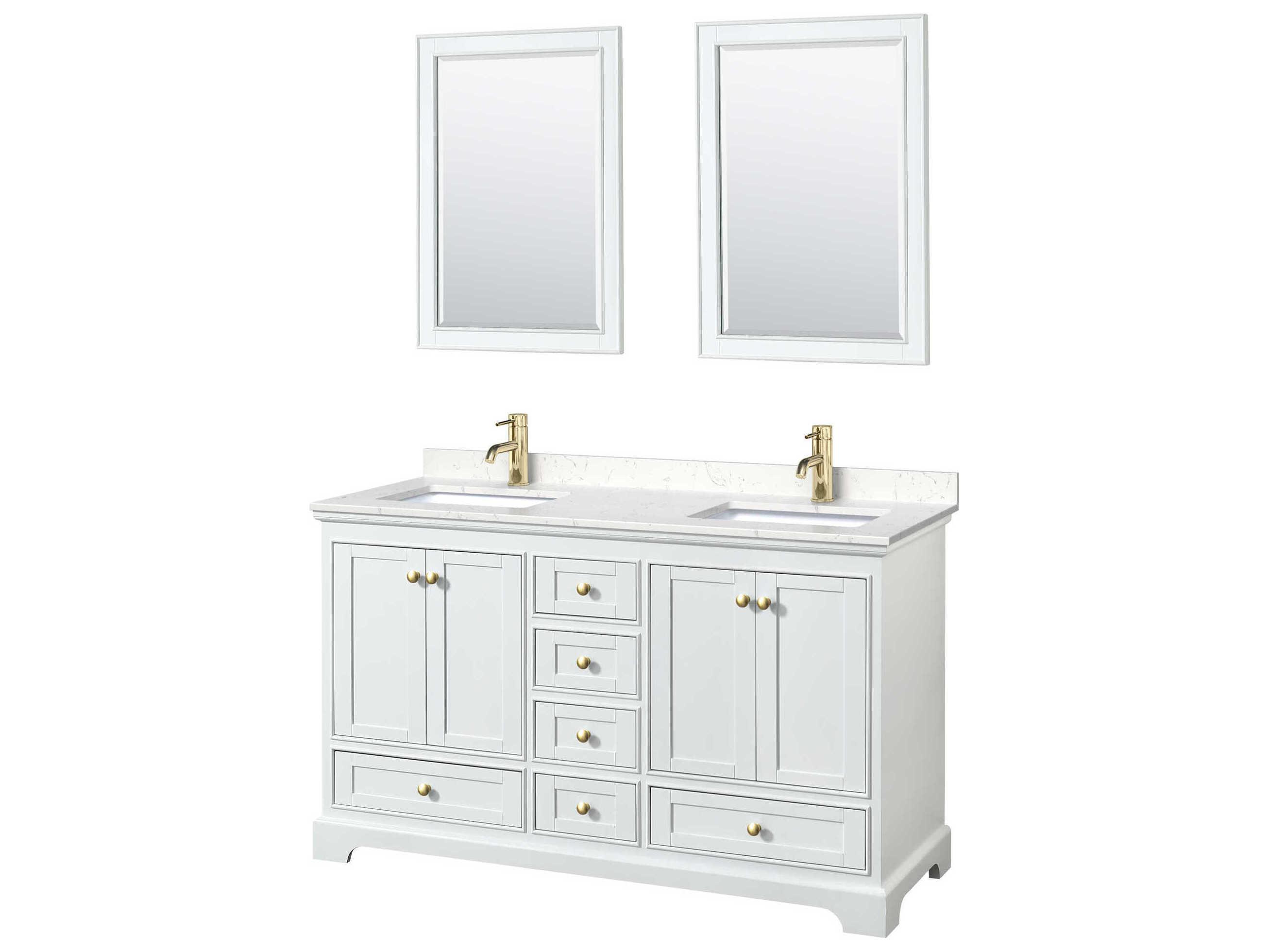 Wyndham Collection Deborah 60" White Vanity with 24" Mirror