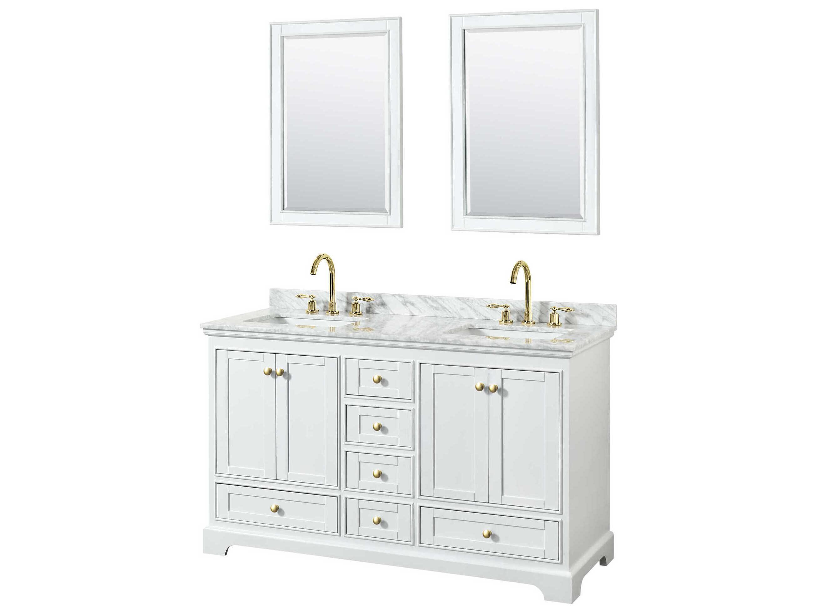 Wyndham Collection Deborah 60" White Vanity with 24" Mirror