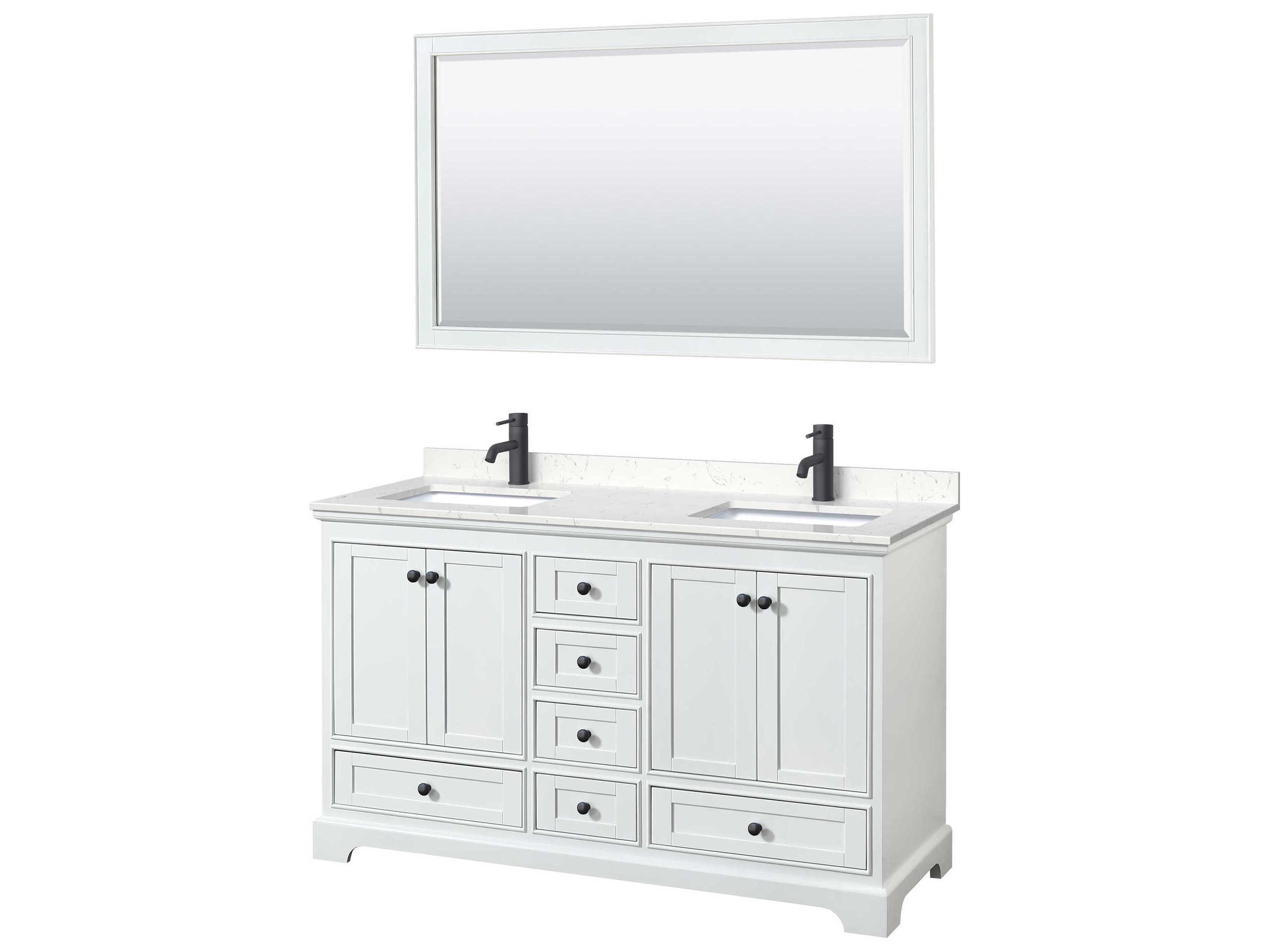 Wyndham Collection Deborah 60" White Vanity with 58" Mirror