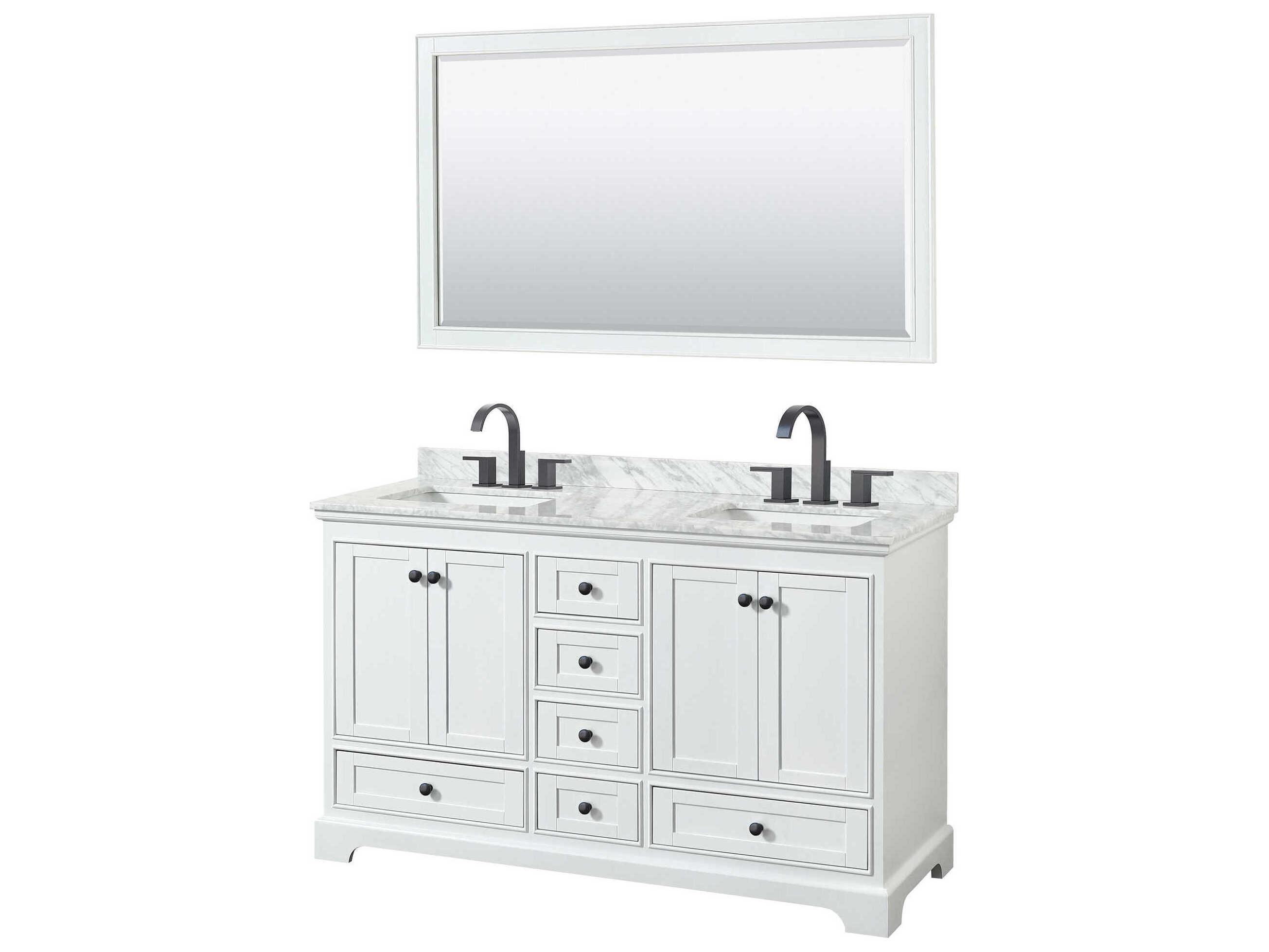 Wyndham Collection Deborah 60" White Vanity with 58" Mirror