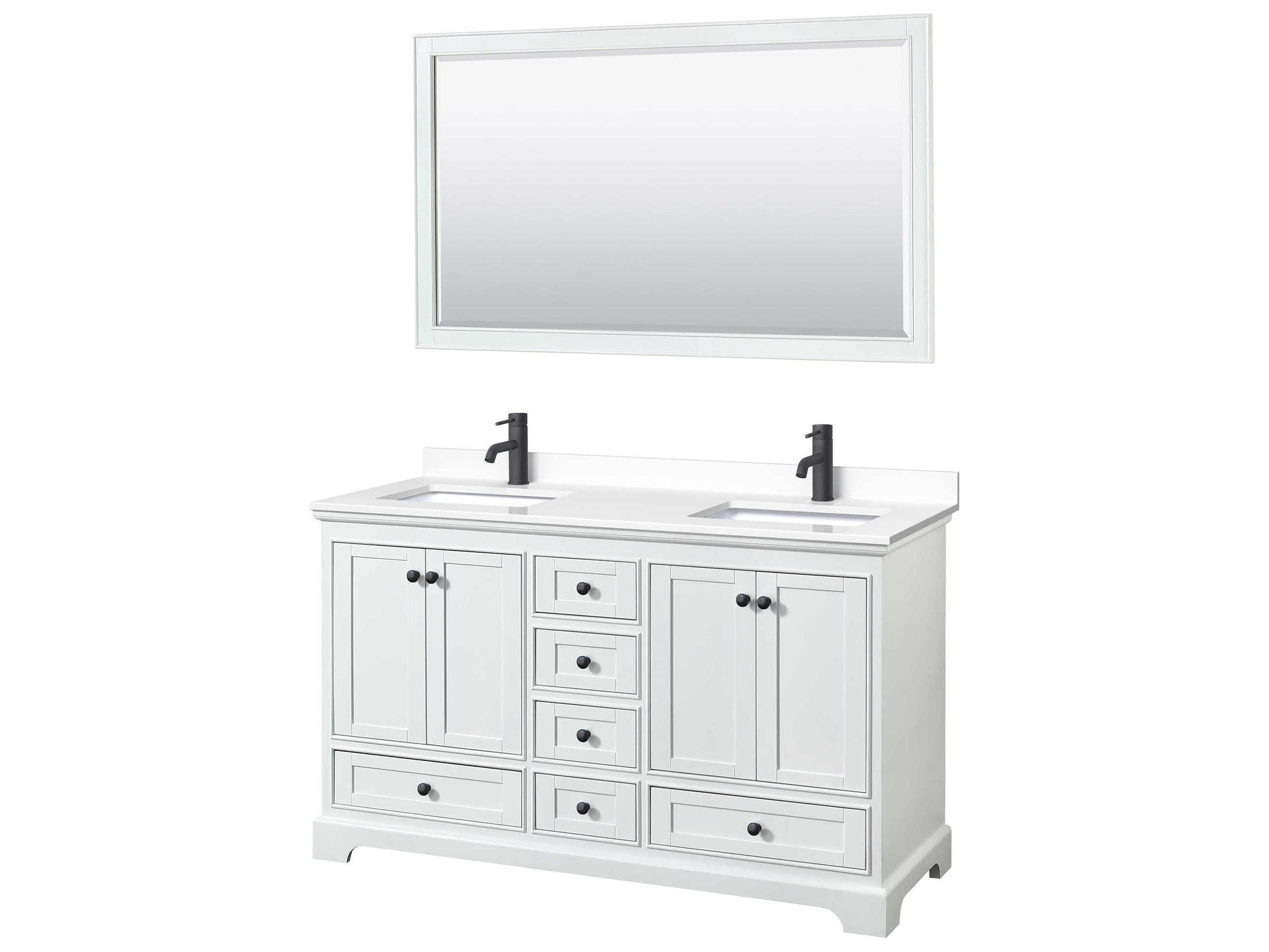 Wyndham Collection Deborah 60" White Vanity with 58" Mirror