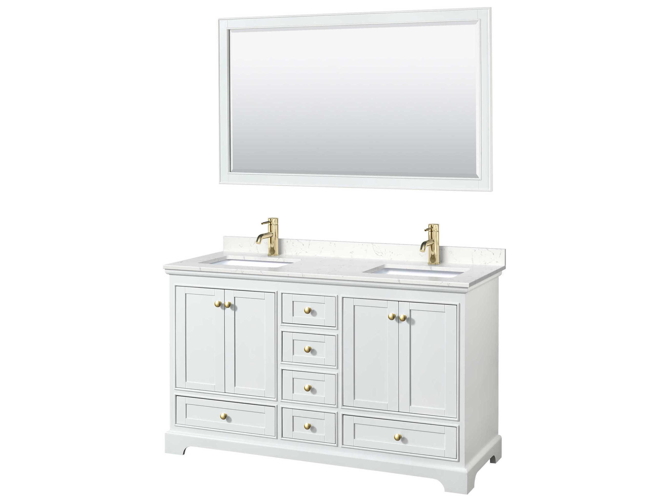 Wyndham Collection Deborah 60" White Vanity with 58" Mirror
