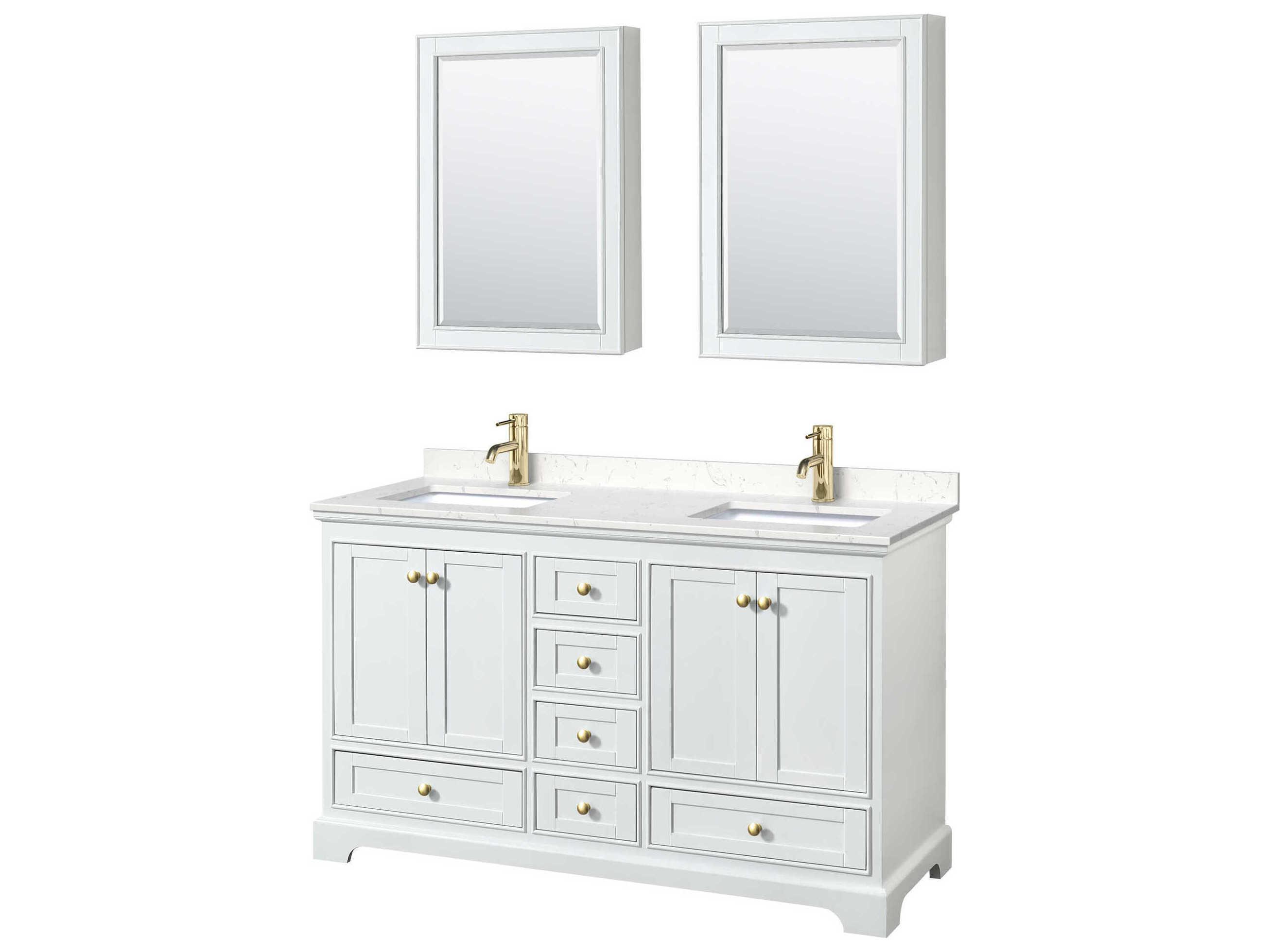 Wyndham Collection Deborah 60" White Vanity with Medicine Cabinet