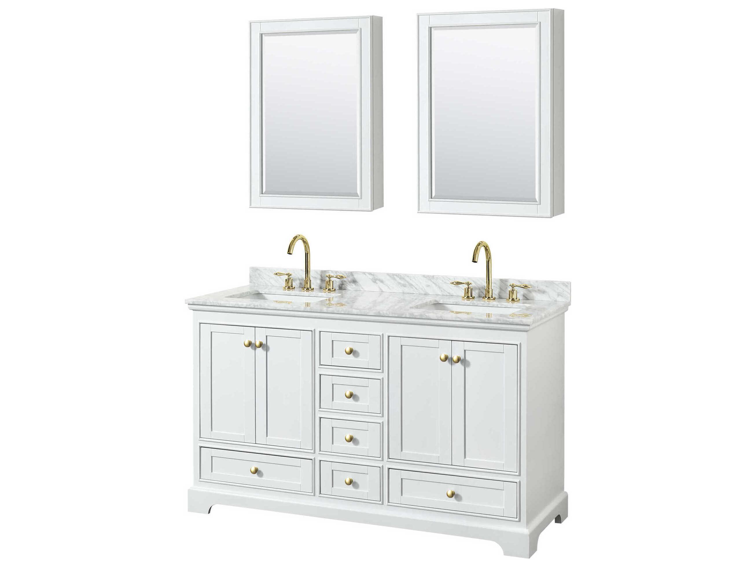 Wyndham Collection Deborah 60" White Vanity with Medicine Cabinet