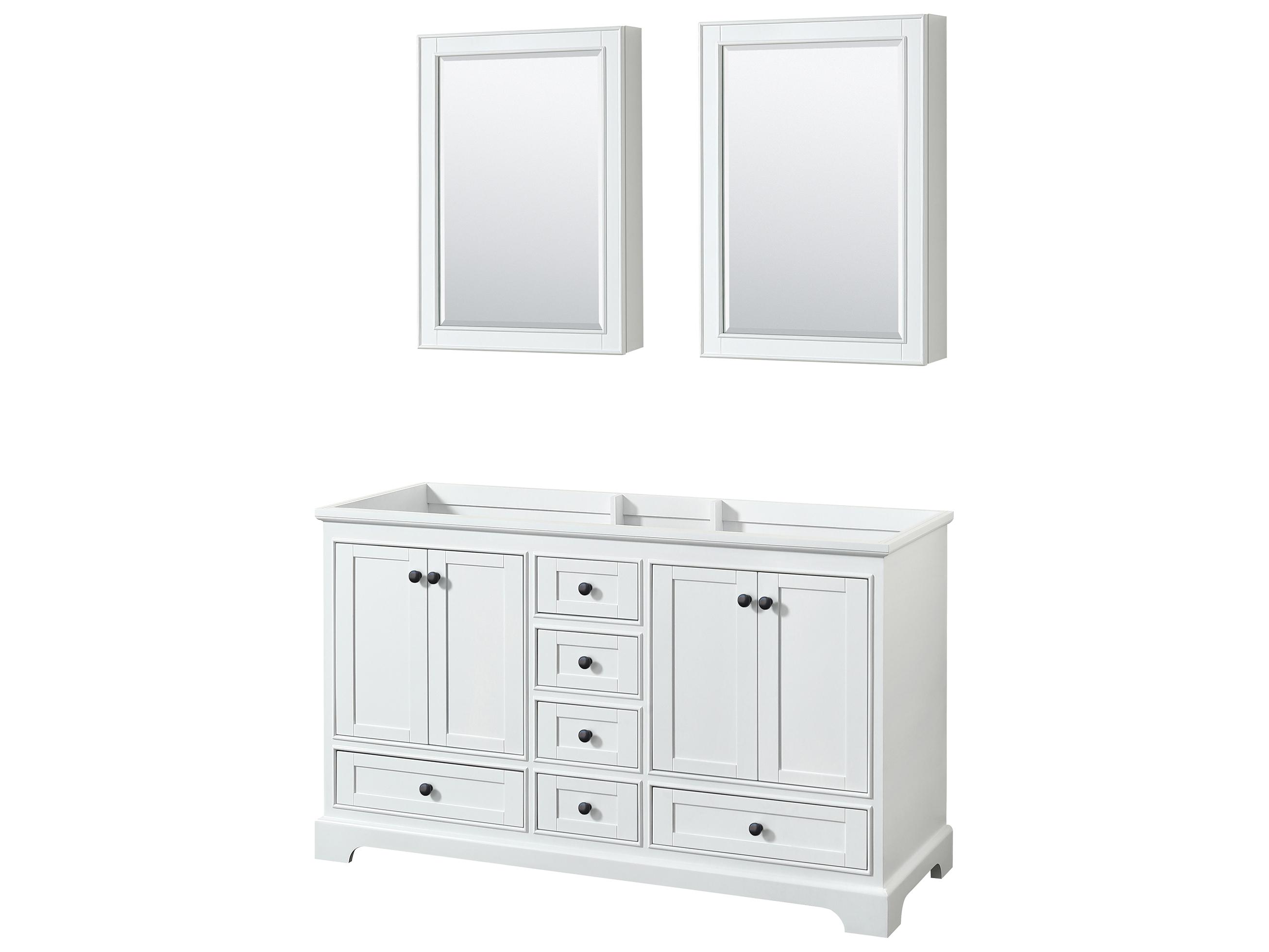 Wyndham Collection Deborah 59" White Vanity with Medicine Cabinet