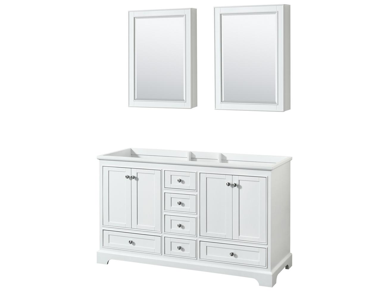 Wyndham Collection Deborah 59" White Vanity with Medicine Cabinet