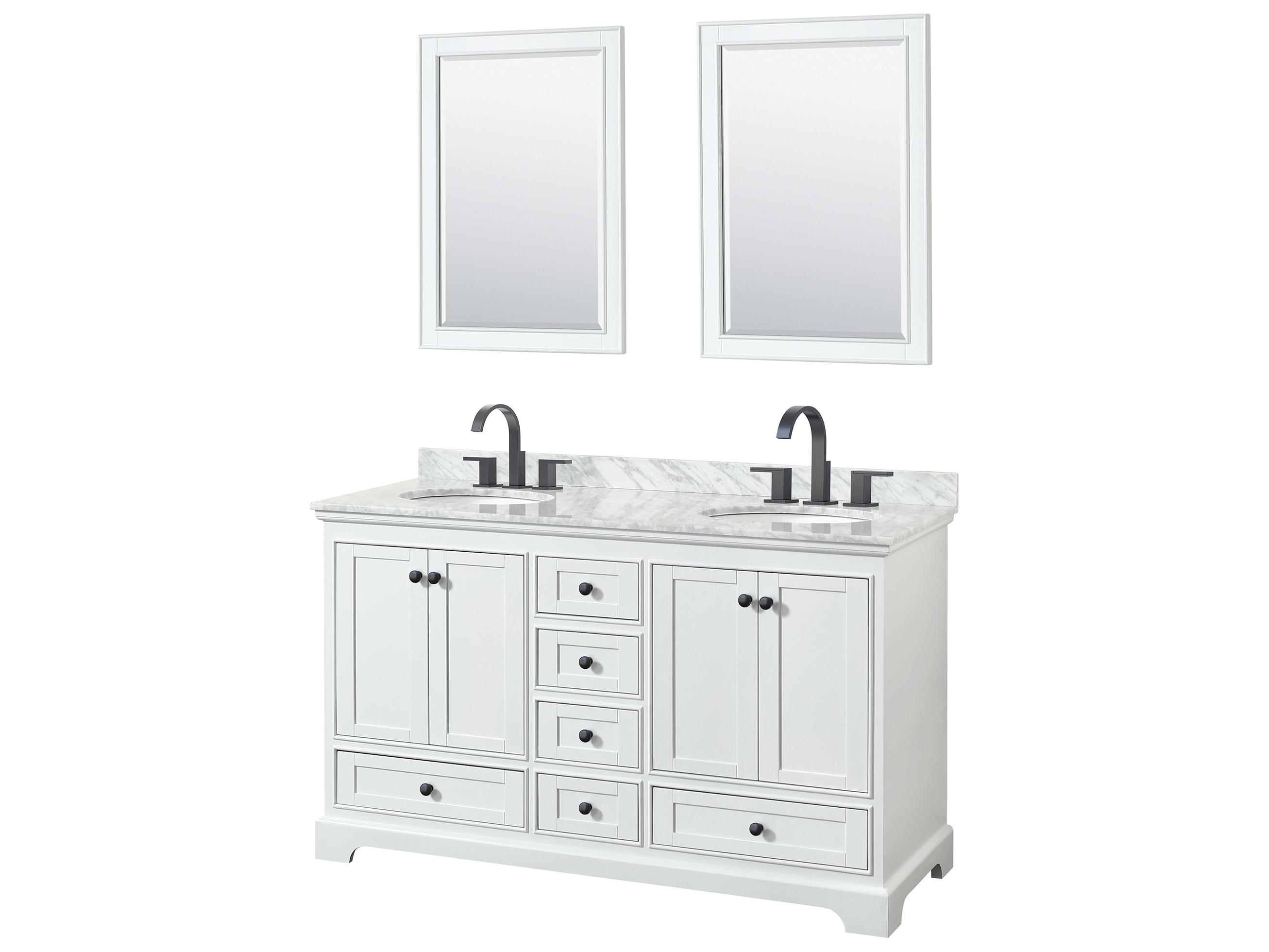 Wyndham Collection Deborah 60" White Vanity with 24" Mirror