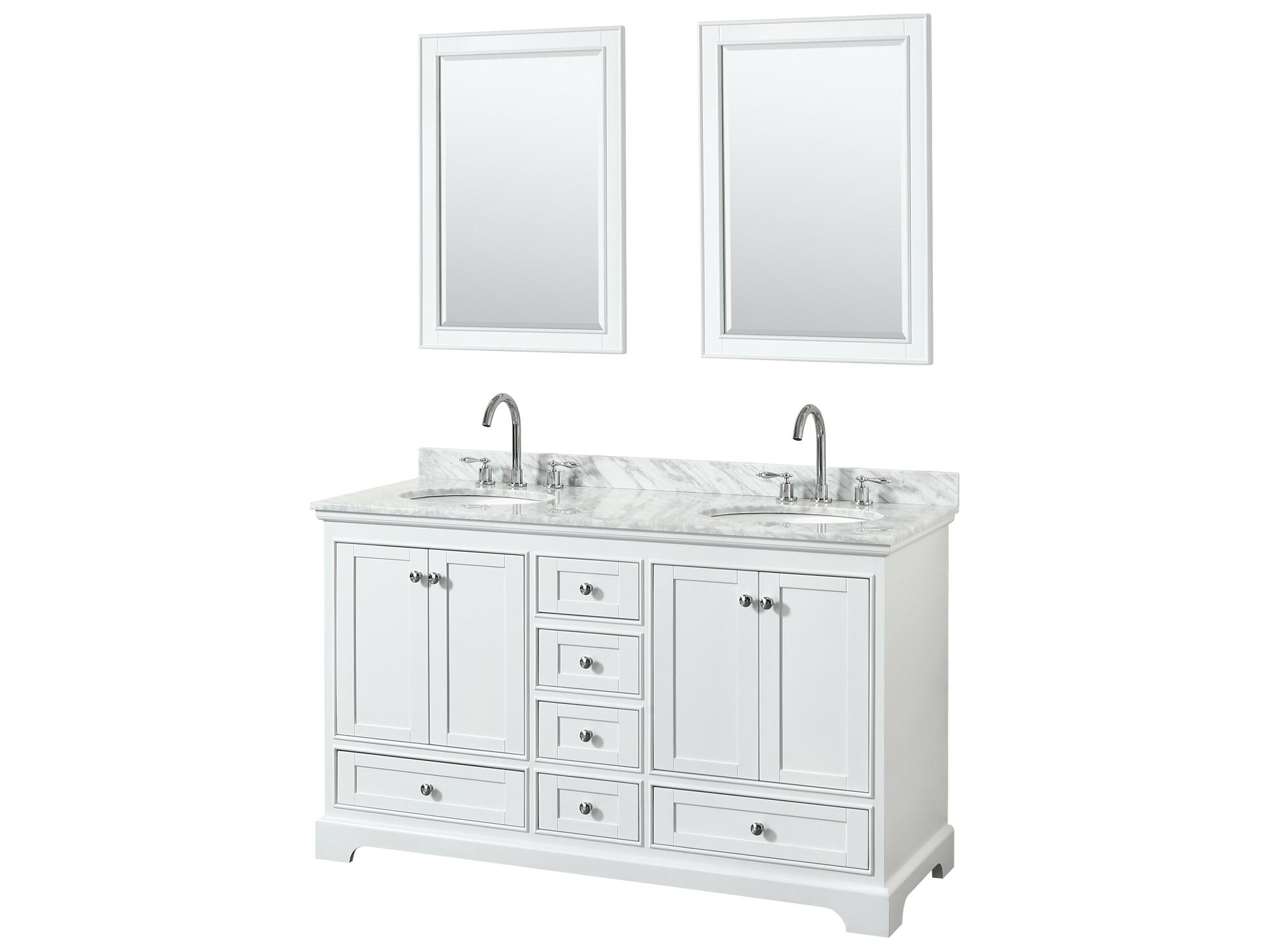 Wyndham Collection Deborah 60" White Vanity with 24" Mirror