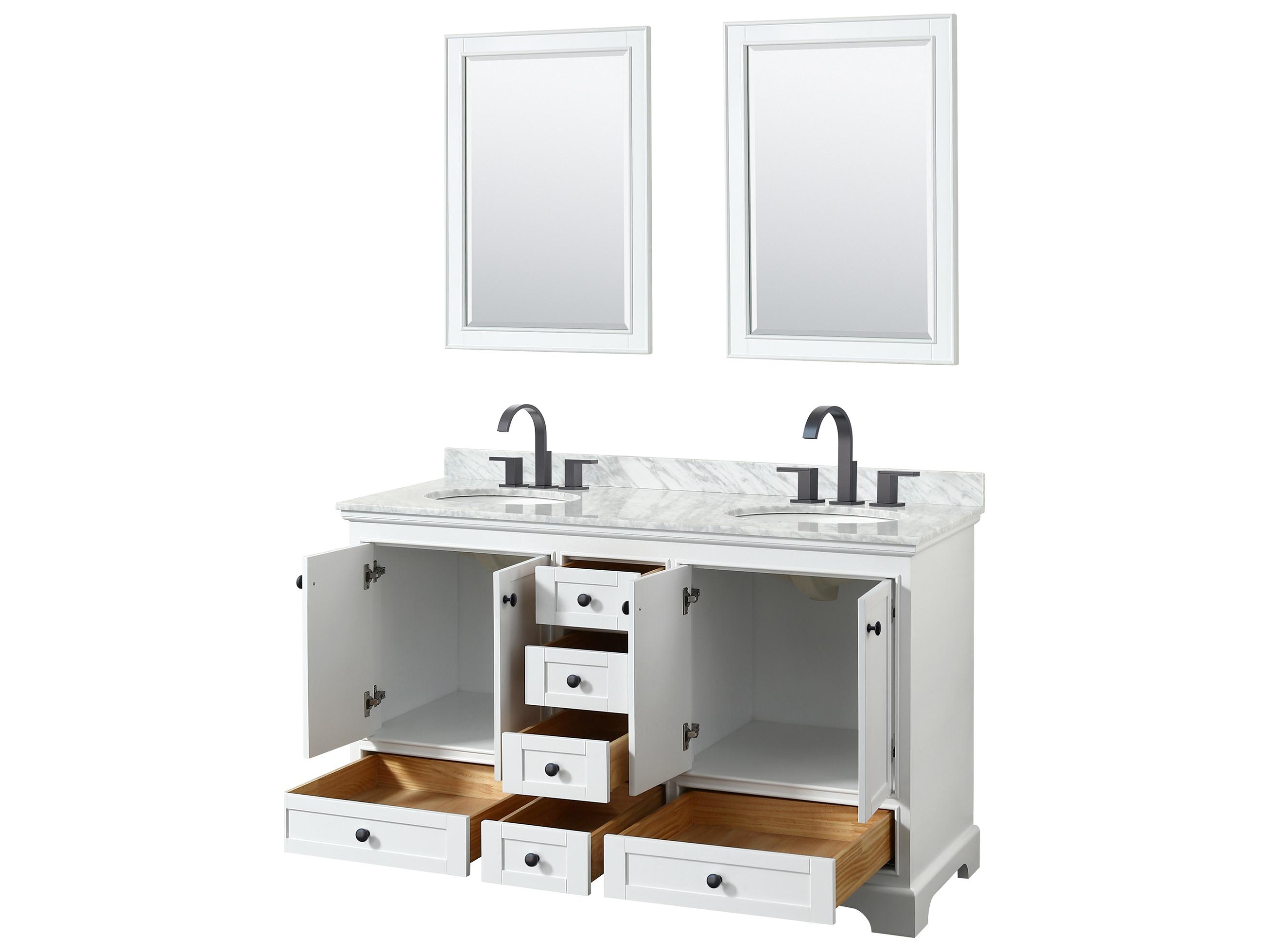 Wyndham Collection Deborah 60" White Vanity with 24" Mirror