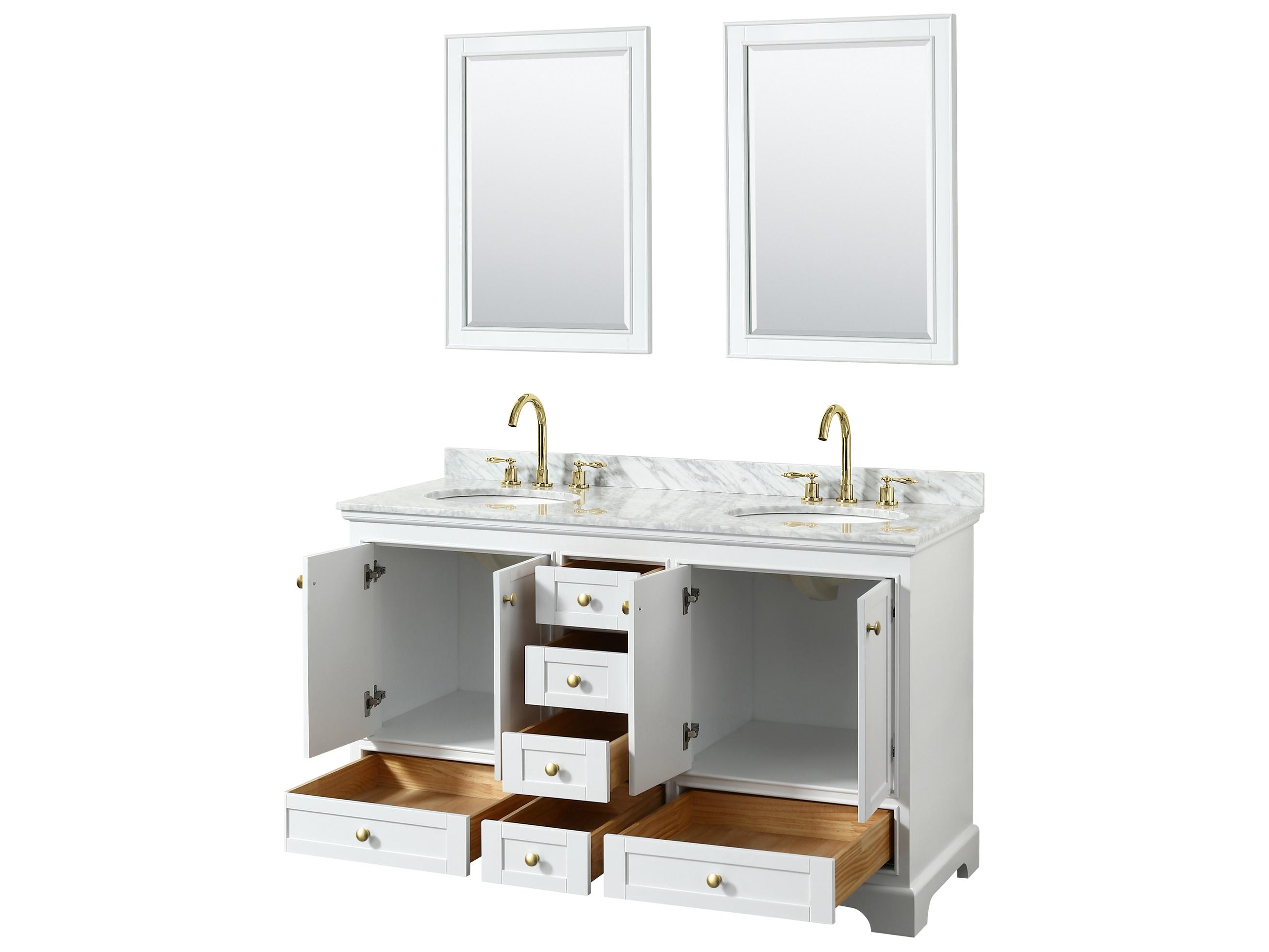 Wyndham Collection Deborah 60" White Vanity with 24" Mirror