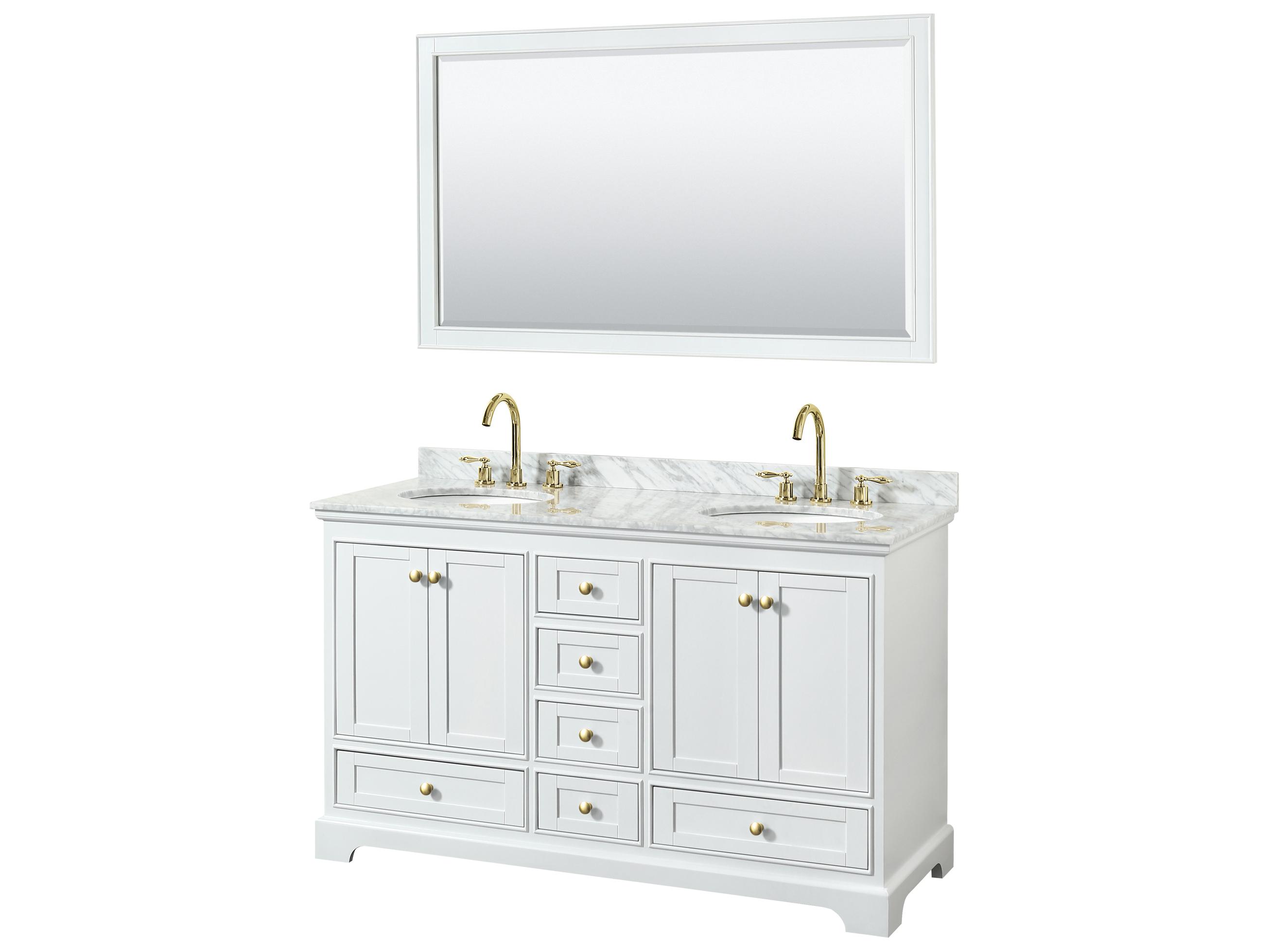 Wyndham Collection Deborah 60" White Vanity with 58" Mirror