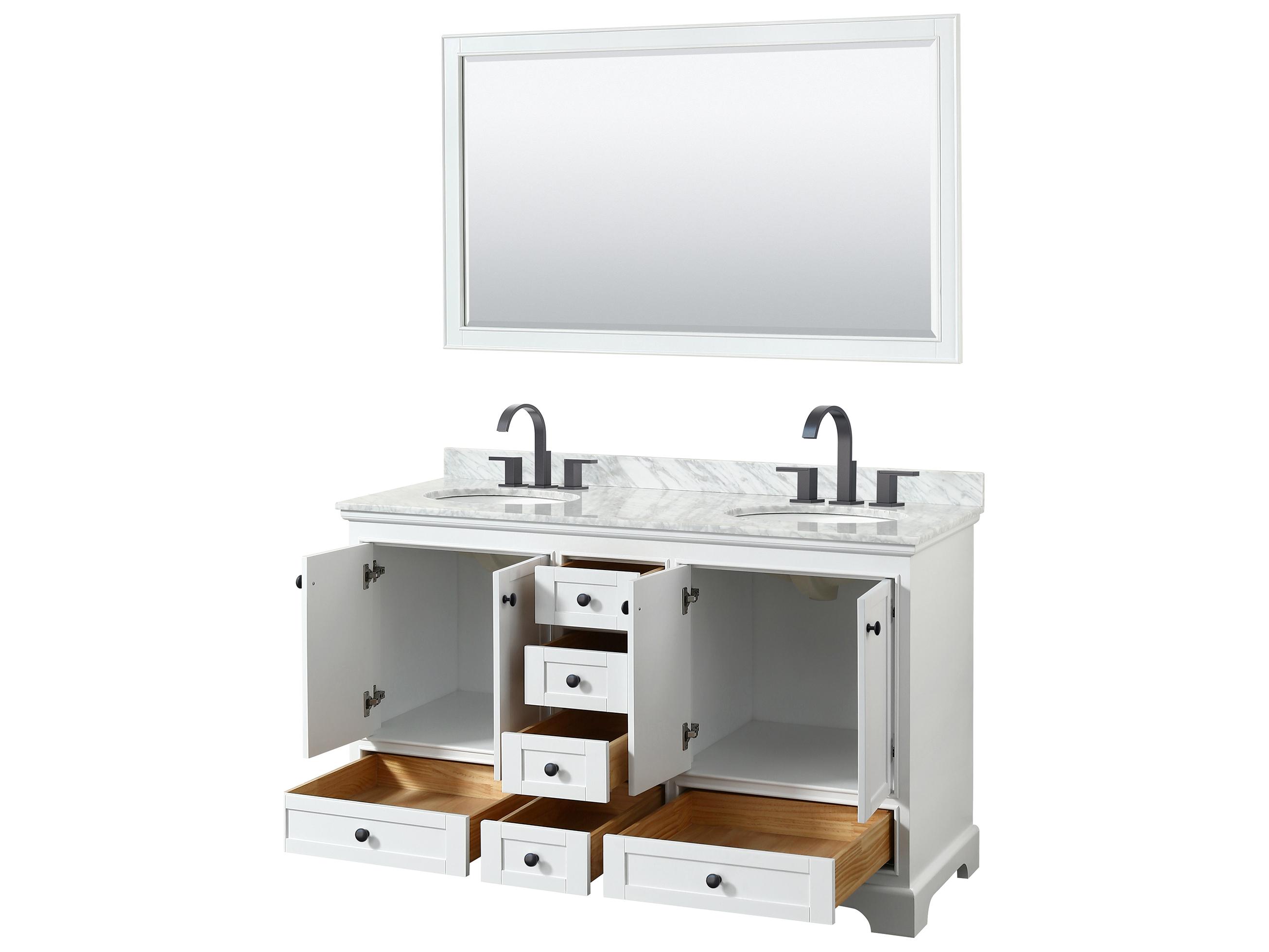 Wyndham Collection Deborah 60" White Vanity with 58" Mirror