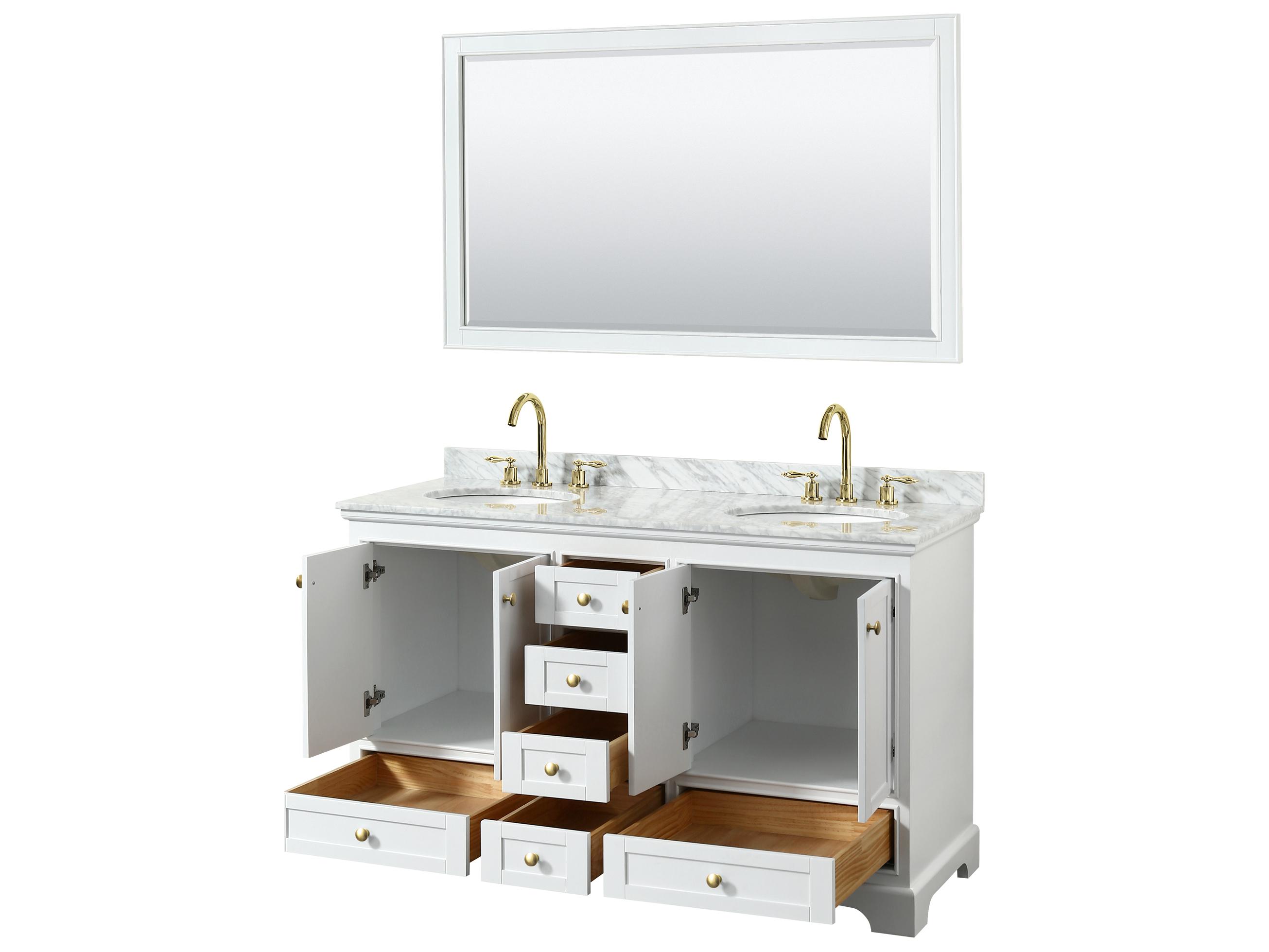 Wyndham Collection Deborah 60" White Vanity with 58" Mirror