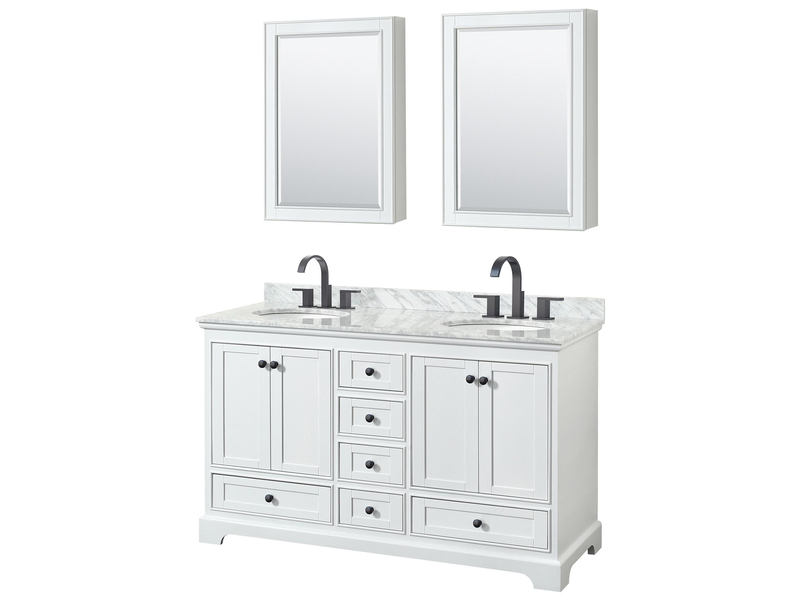 Wyndham Collection Deborah 60" White Vanity with Medicine Cabinet