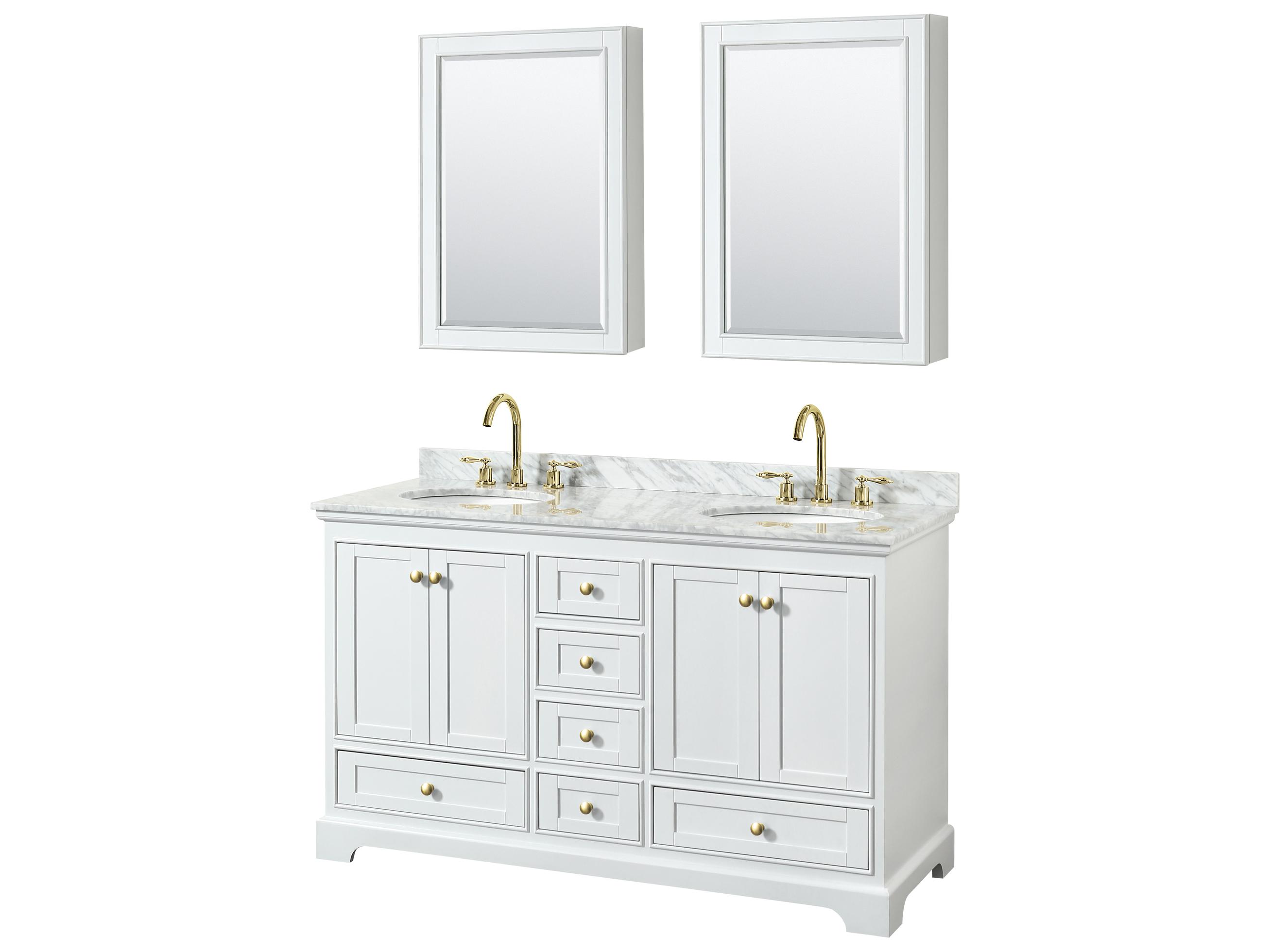 Wyndham Collection Deborah 60" White Vanity with Medicine Cabinet