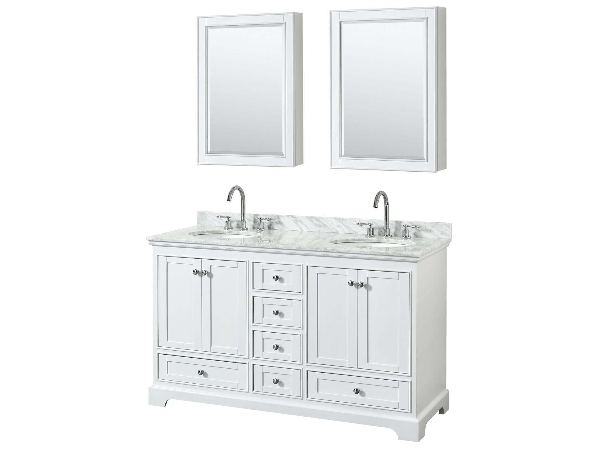 Wyndham Collection Deborah 60" White Vanity with Medicine Cabinet