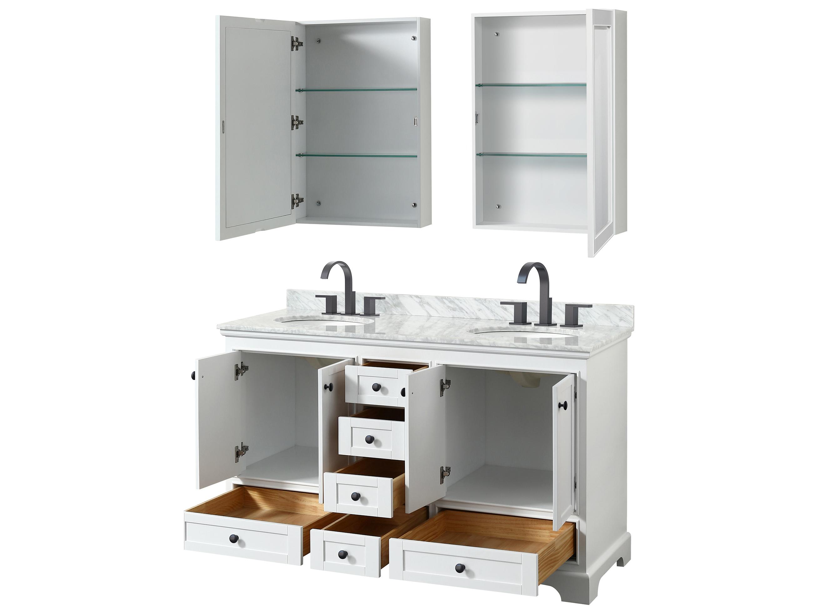 Wyndham Collection Deborah 60" White Vanity with Medicine Cabinet