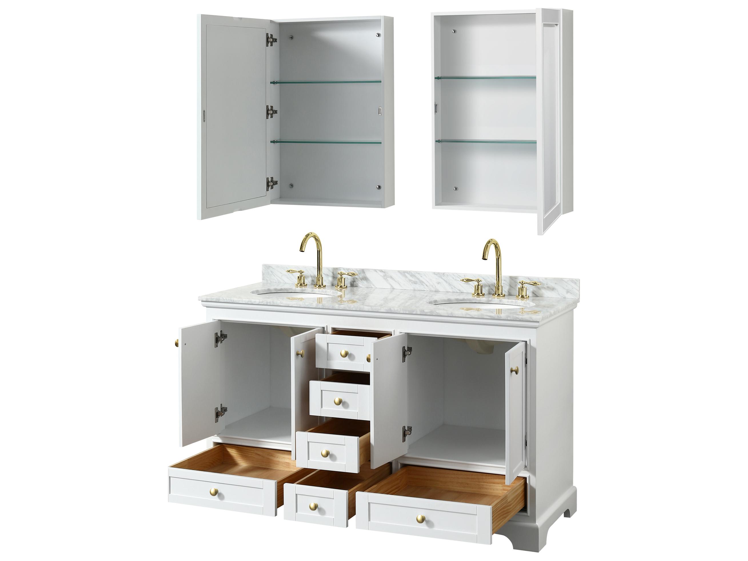 Wyndham Collection Deborah 60" White Vanity with Medicine Cabinet