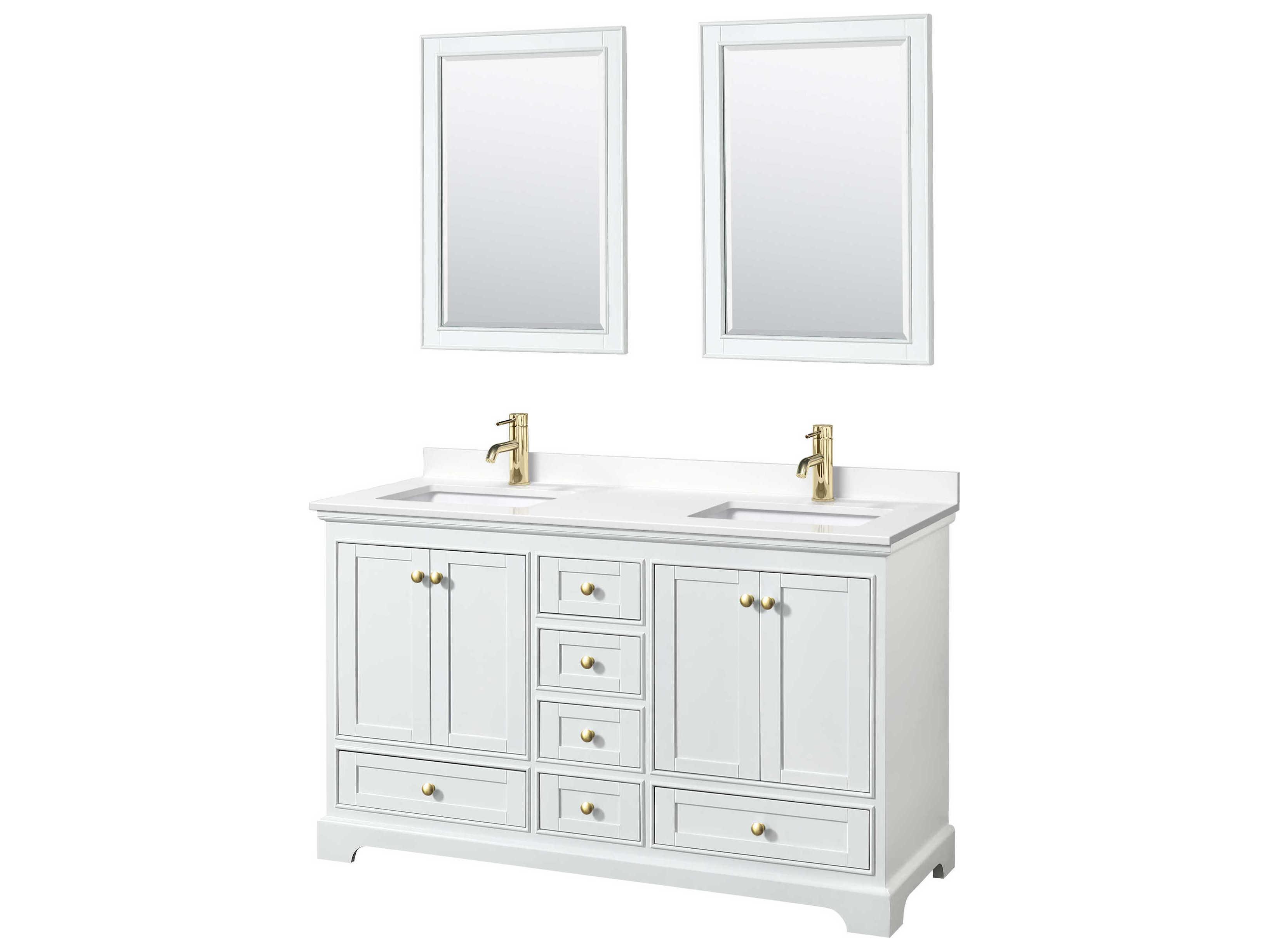 Wyndham Collection Deborah 60" White Vanity with 24" Mirror
