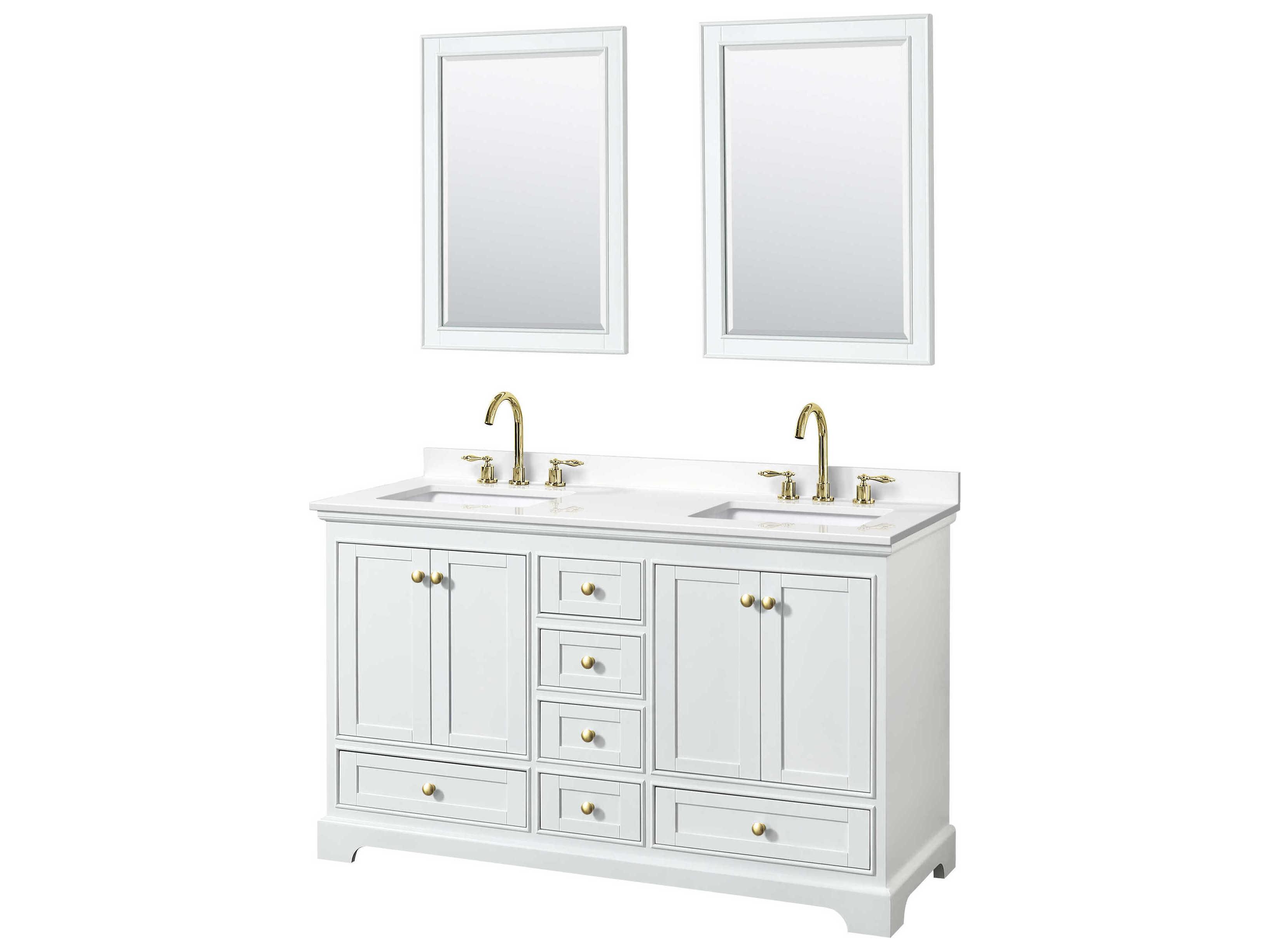 Wyndham Collection Deborah 60" White Vanity with 24" Mirror