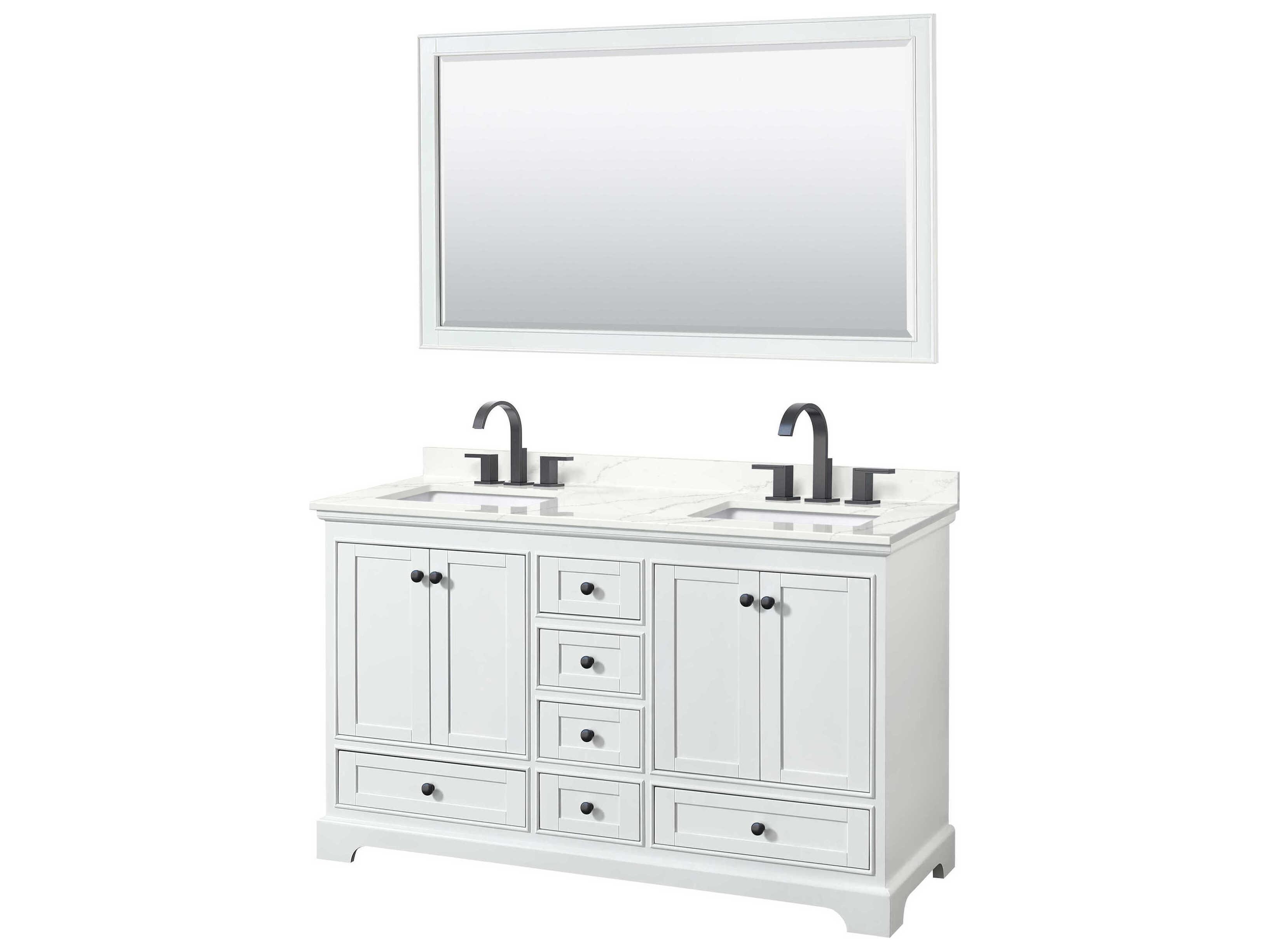 Wyndham Collection Deborah 60" White Vanity with 58" Mirror