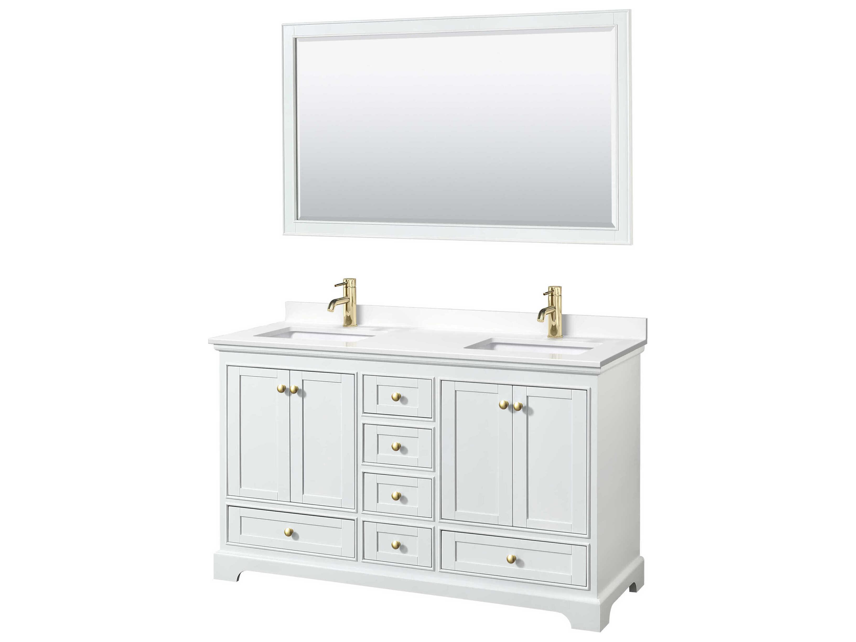 Wyndham Collection Deborah 60" White Vanity with 58" Mirror