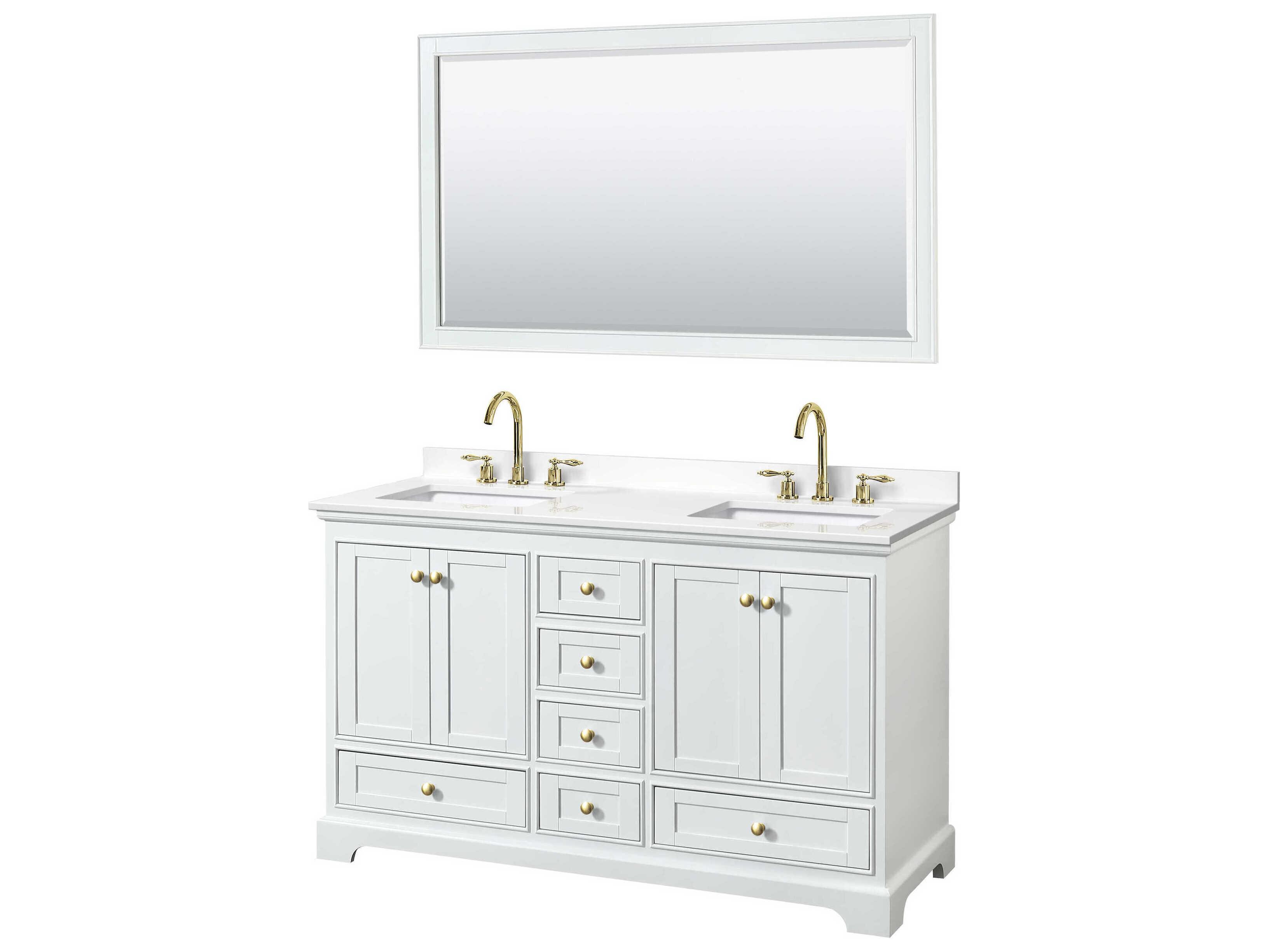 Wyndham Collection Deborah 60" White Vanity with 58" Mirror