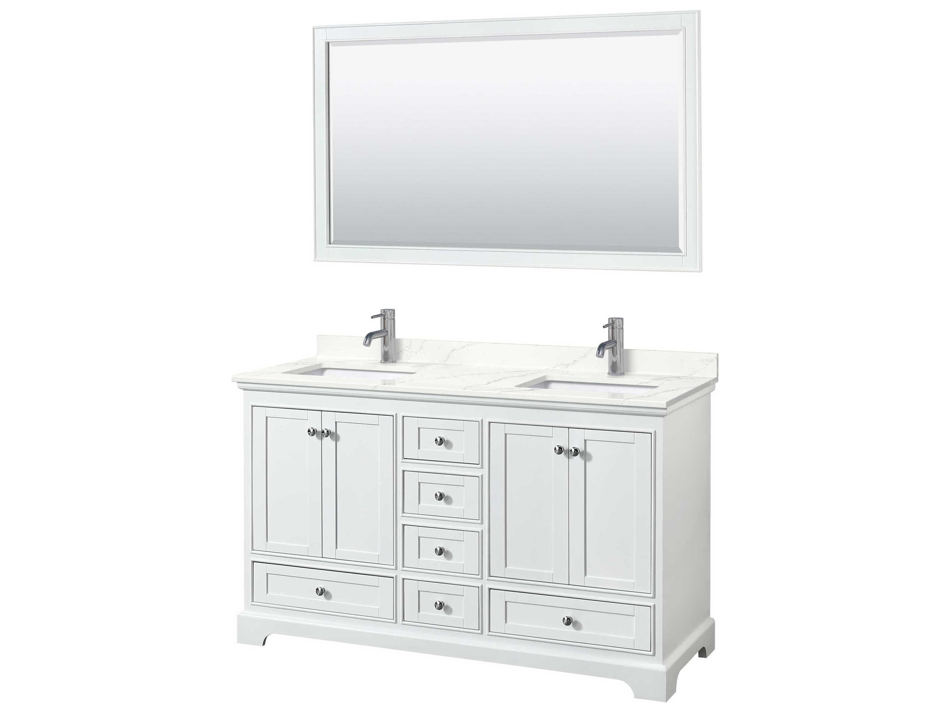 Wyndham Collection Deborah 60" White Vanity with 58" Mirror