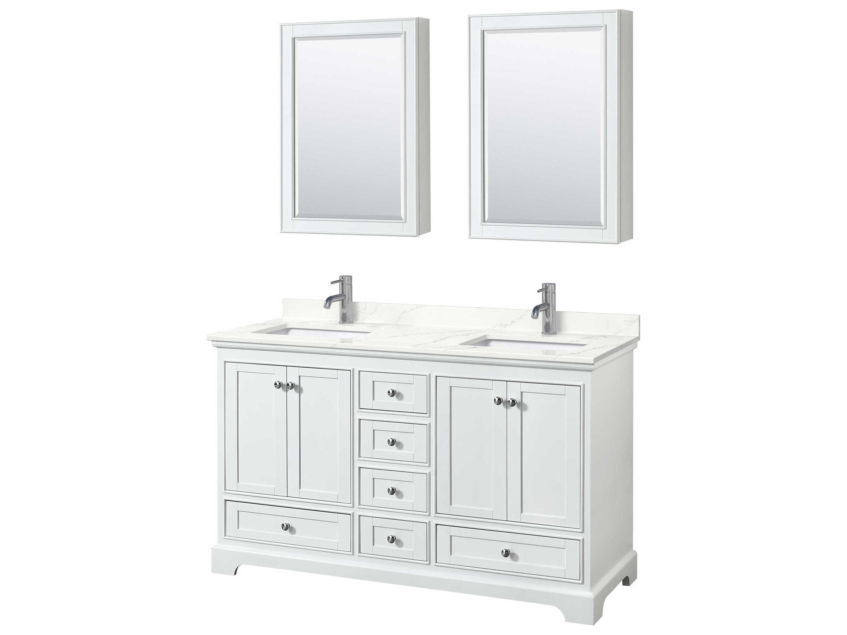 Wyndham Collection Deborah 60" White Vanity with Medicine Cabinet
