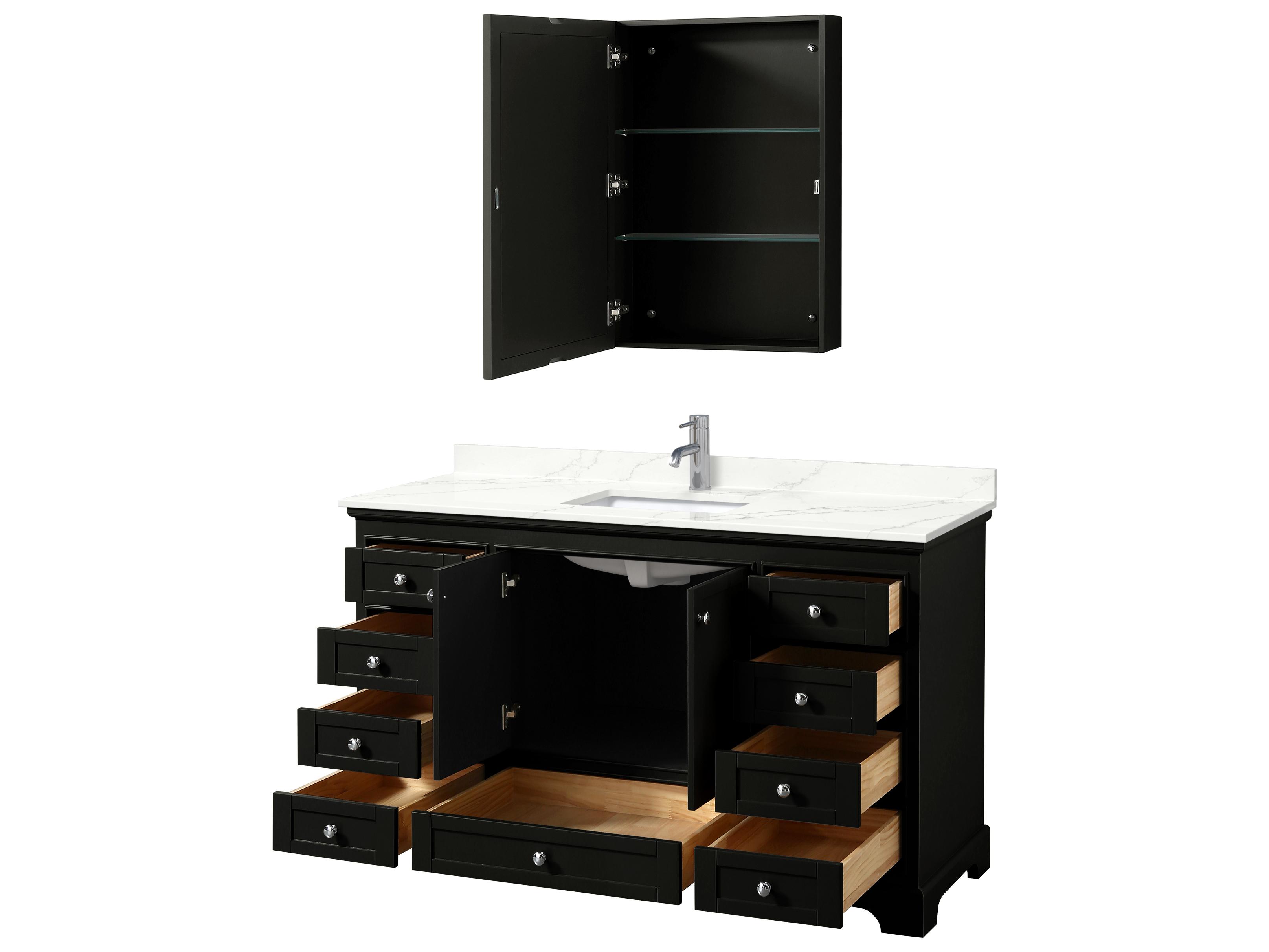 Wyndham Collection Deborah 60" Dark Espresso Vanity with Medicine Cabinet