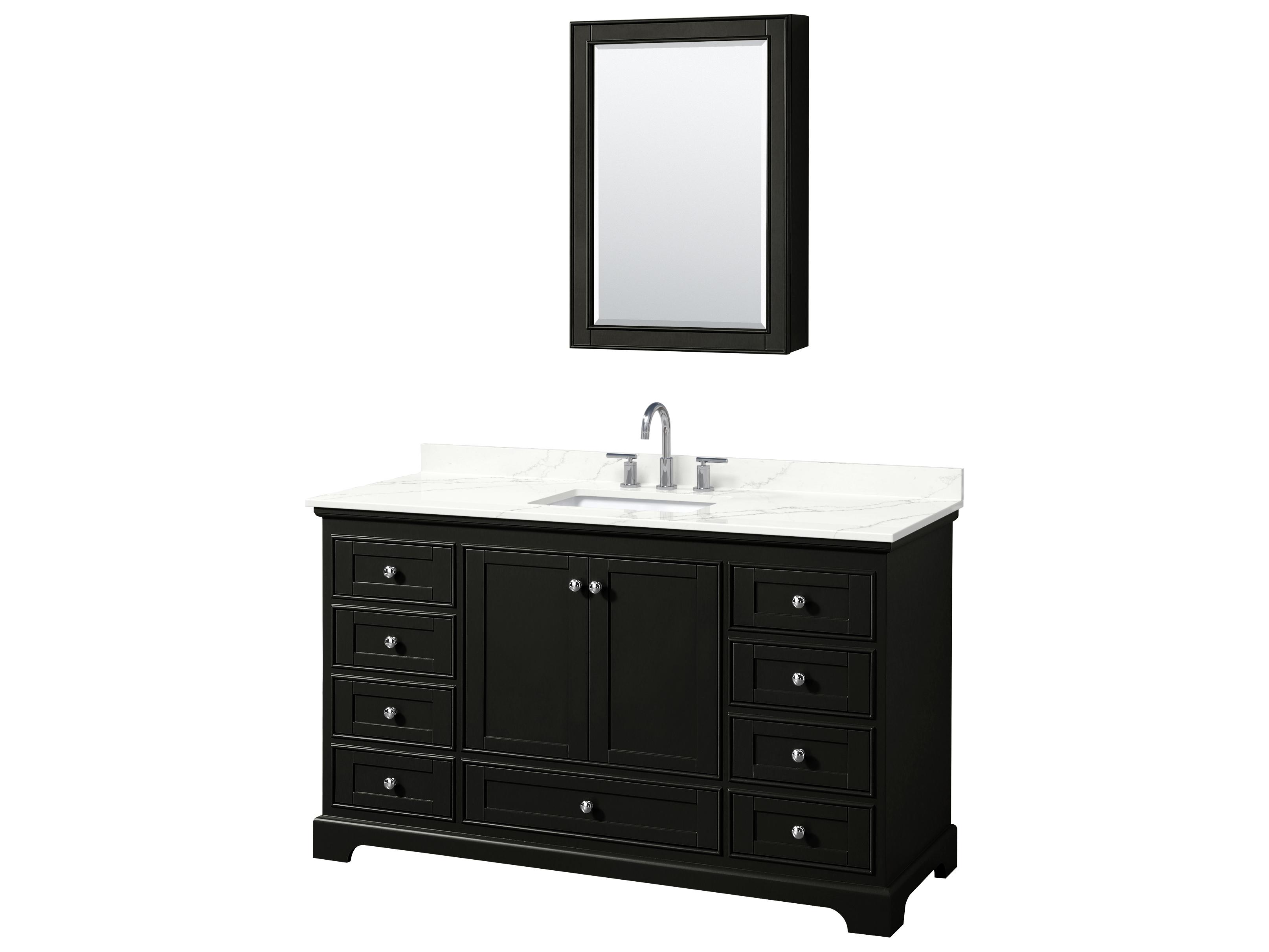 Wyndham Collection Deborah 60" Dark Espresso Vanity with Medicine Cabinet