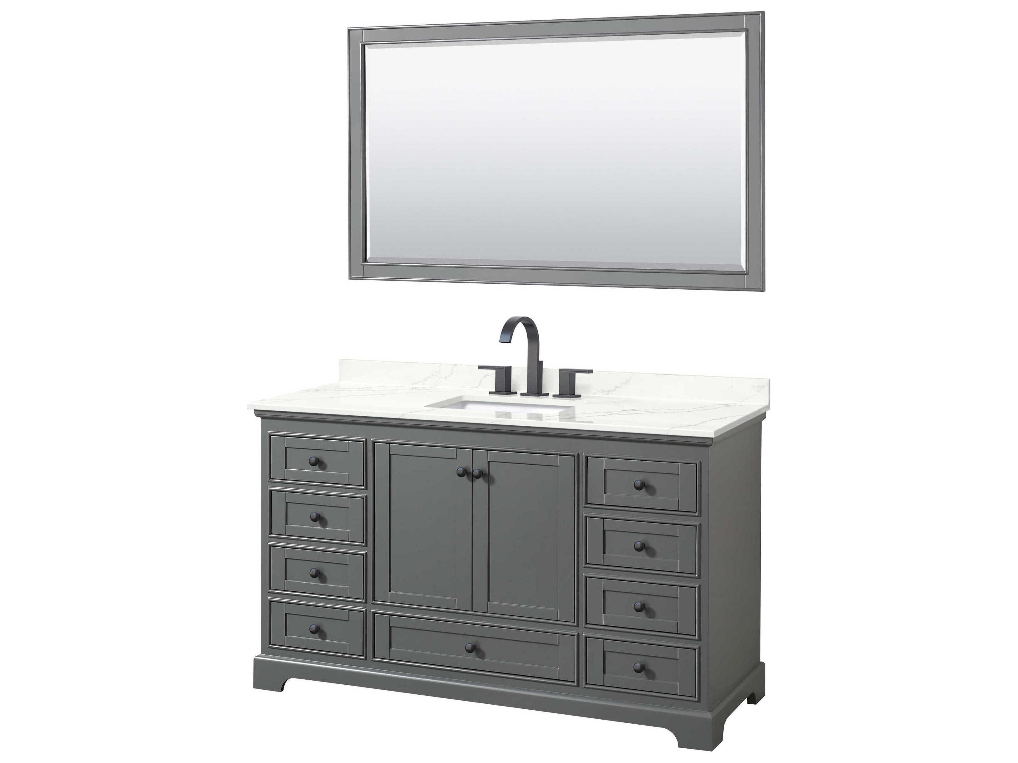 Wyndham Collection Deborah 60" Dark Gray Vanity with 58" Mirror