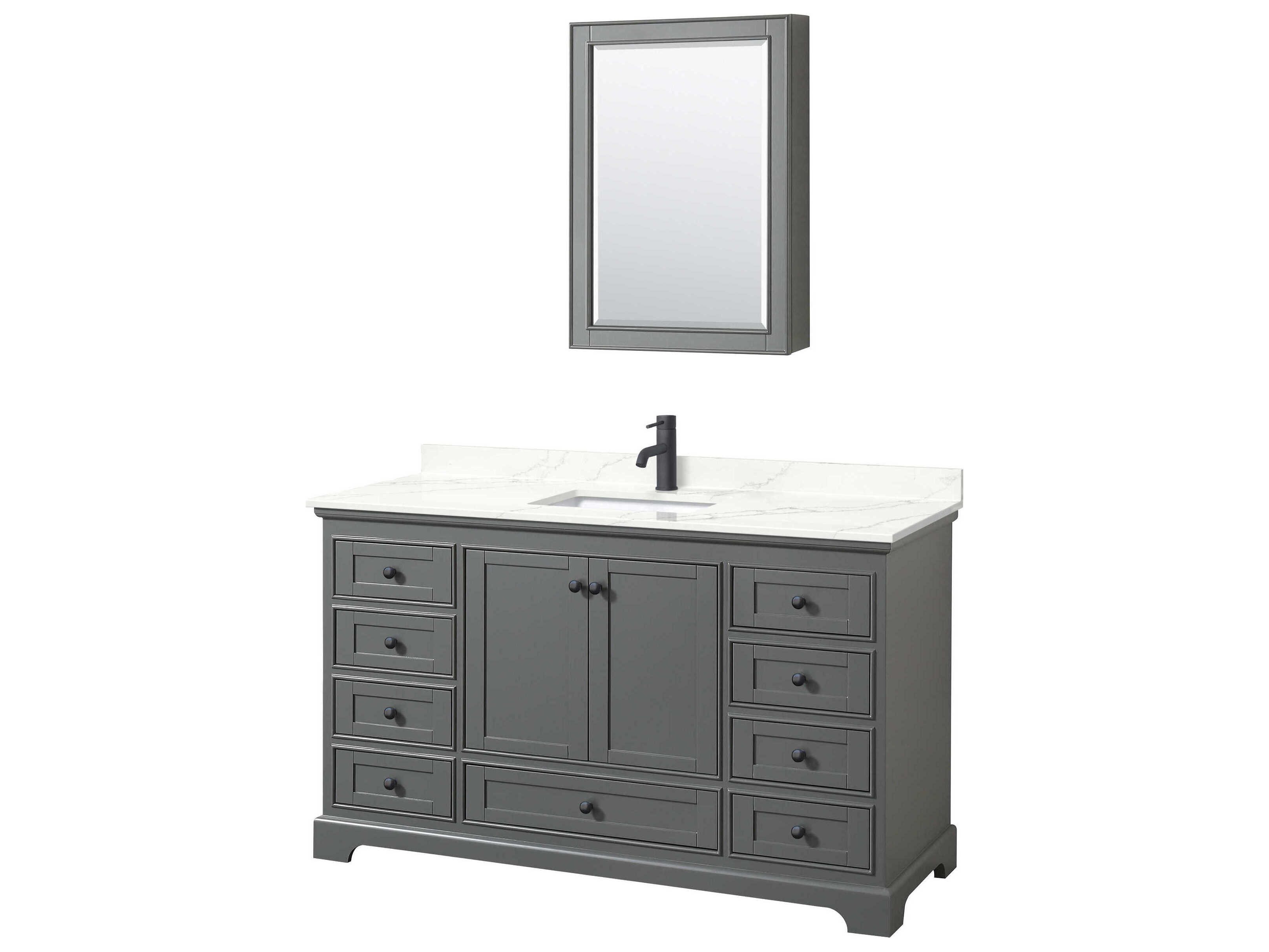 Wyndham Collection Deborah 60" Dark Gray Vanity with Medicine Cabinet