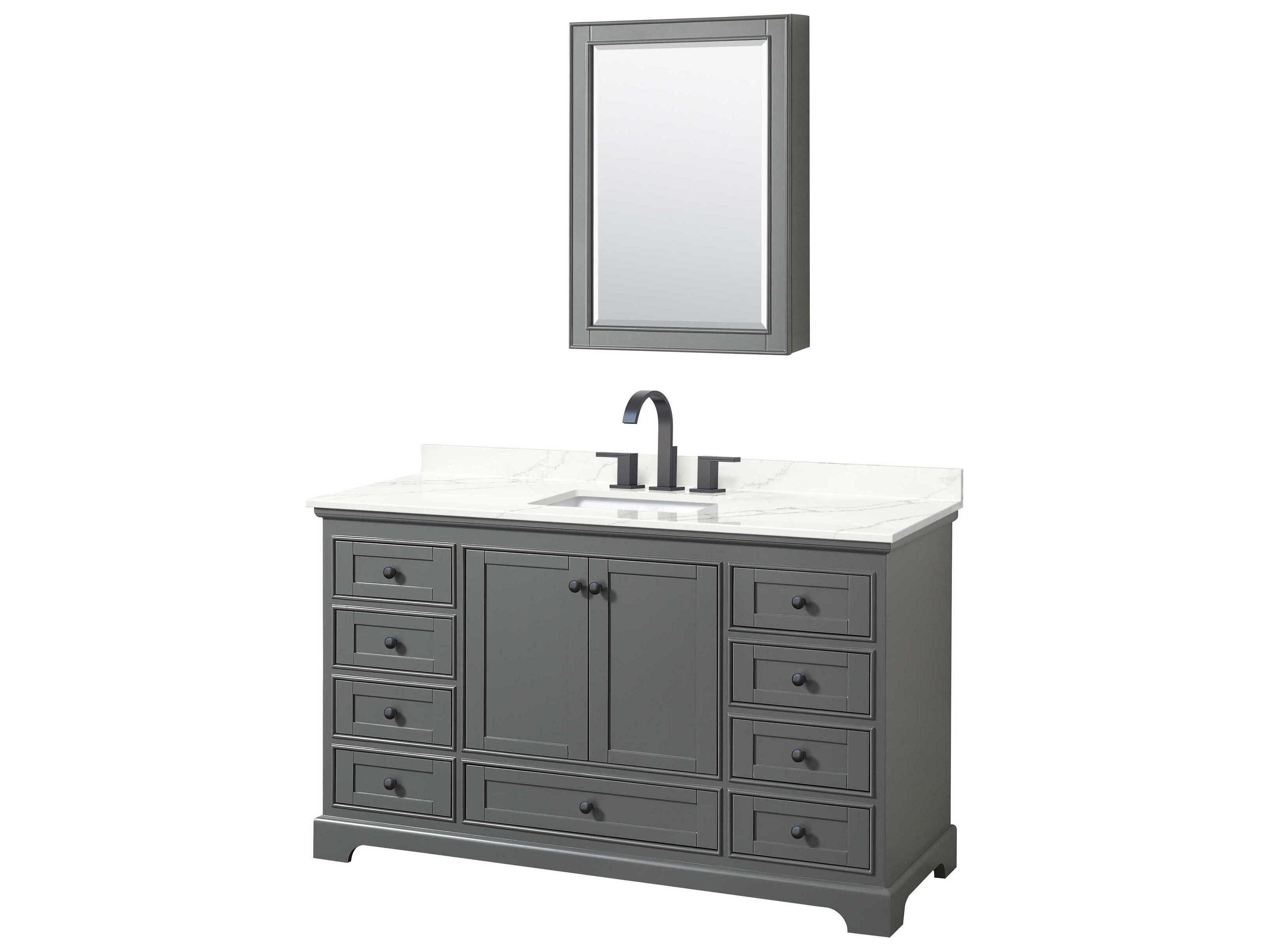 Wyndham Collection Deborah 60" Dark Gray Vanity with Medicine Cabinet