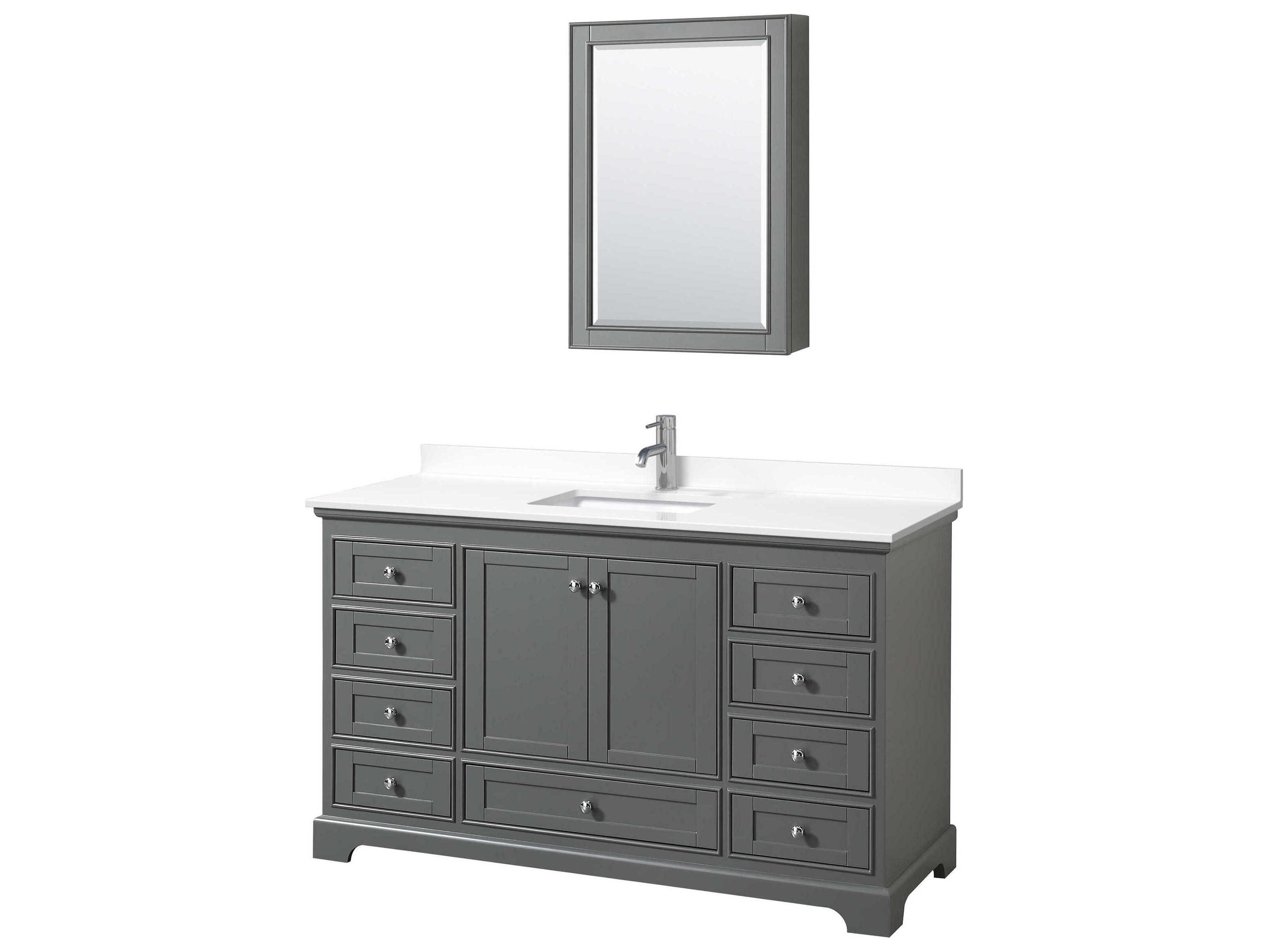 Wyndham Collection Deborah 60" Dark Gray Vanity with Medicine Cabinet