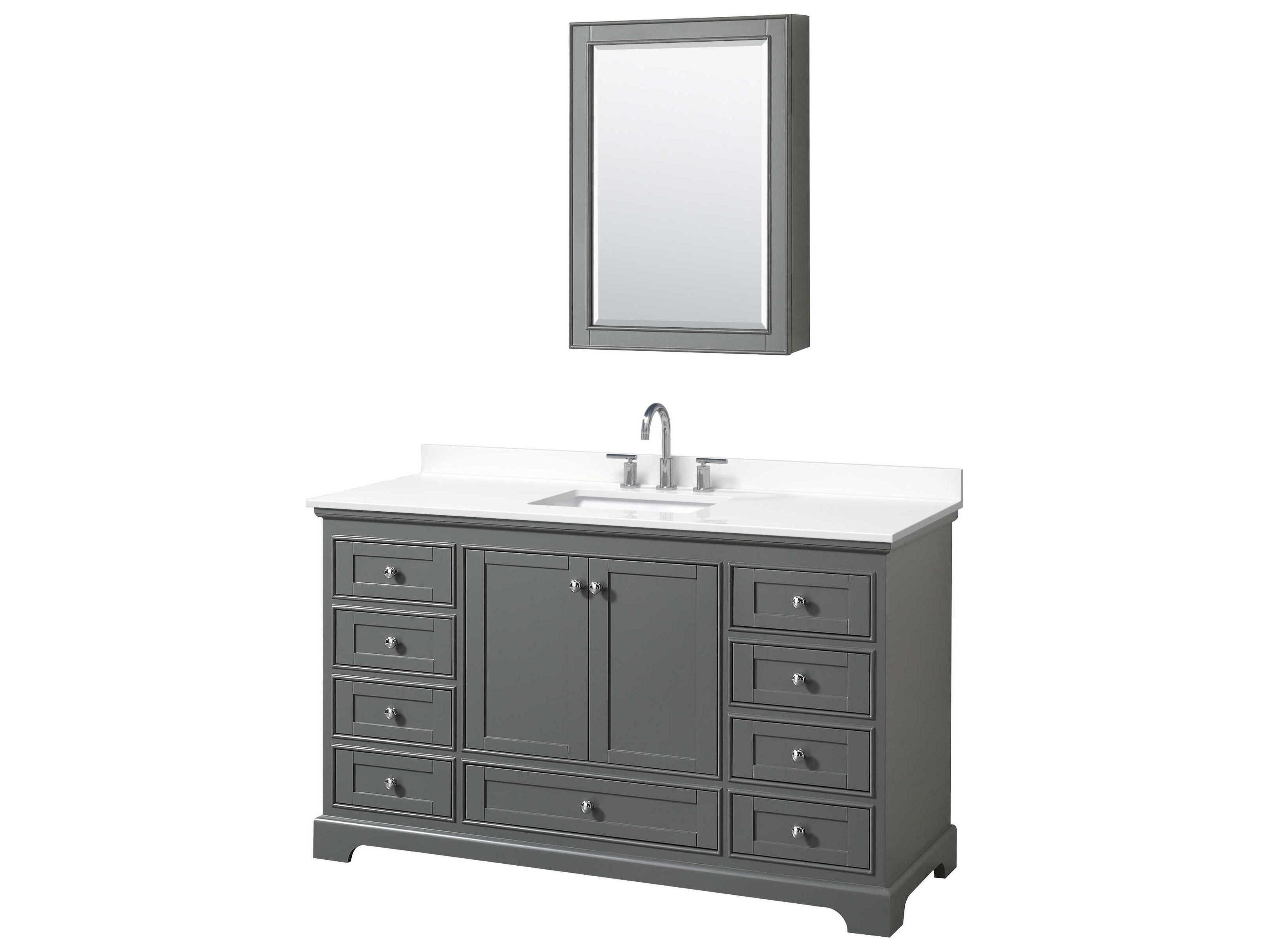 Wyndham Collection Deborah 60" Dark Gray Vanity with Medicine Cabinet