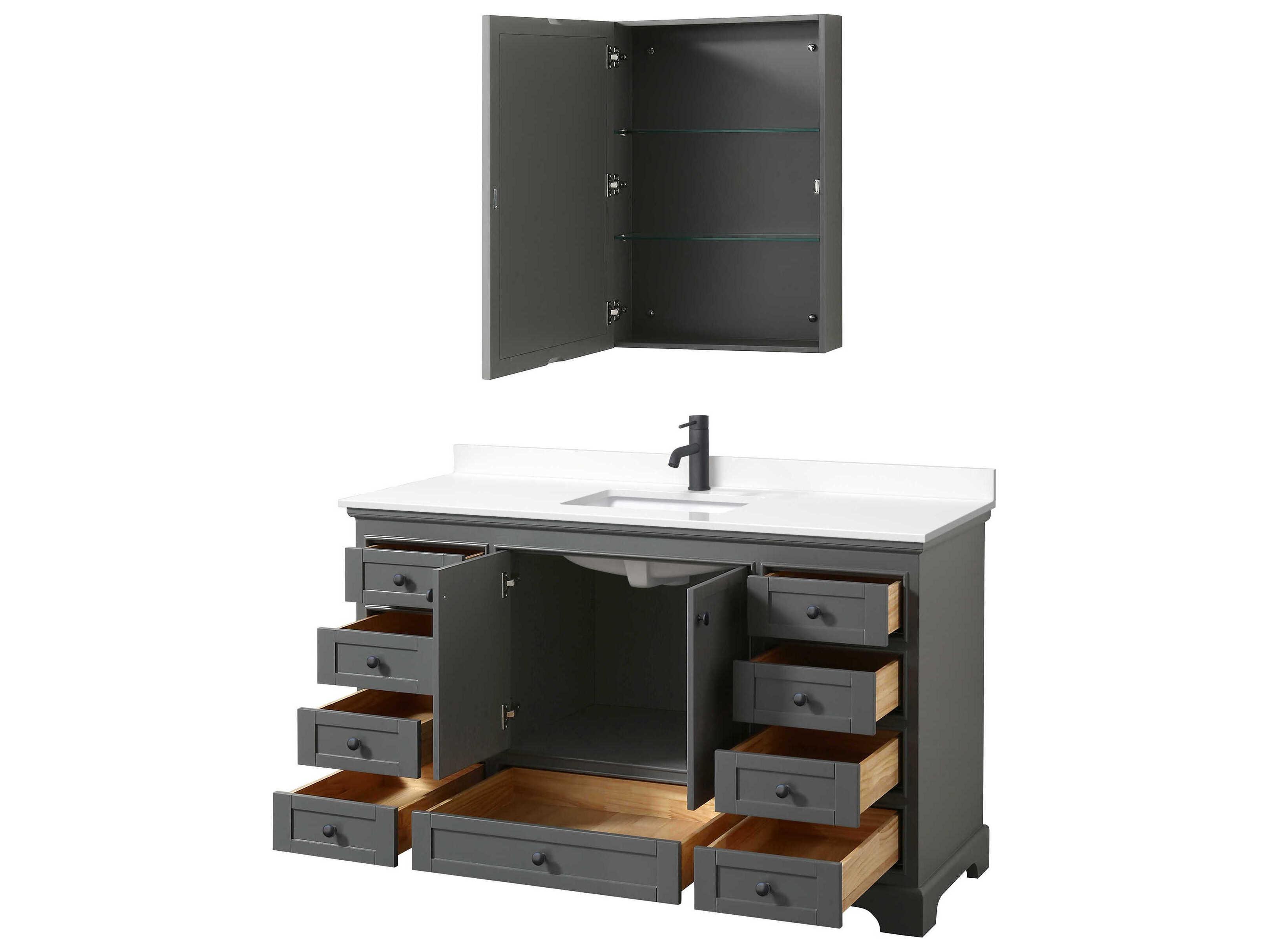 Wyndham Collection Deborah 60" Dark Gray Vanity with Medicine Cabinet
