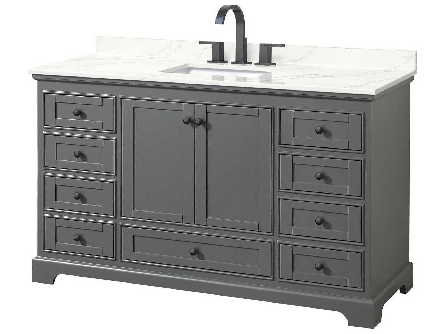 Wyndham Collection Deborah 60" Dark Gray Vanity