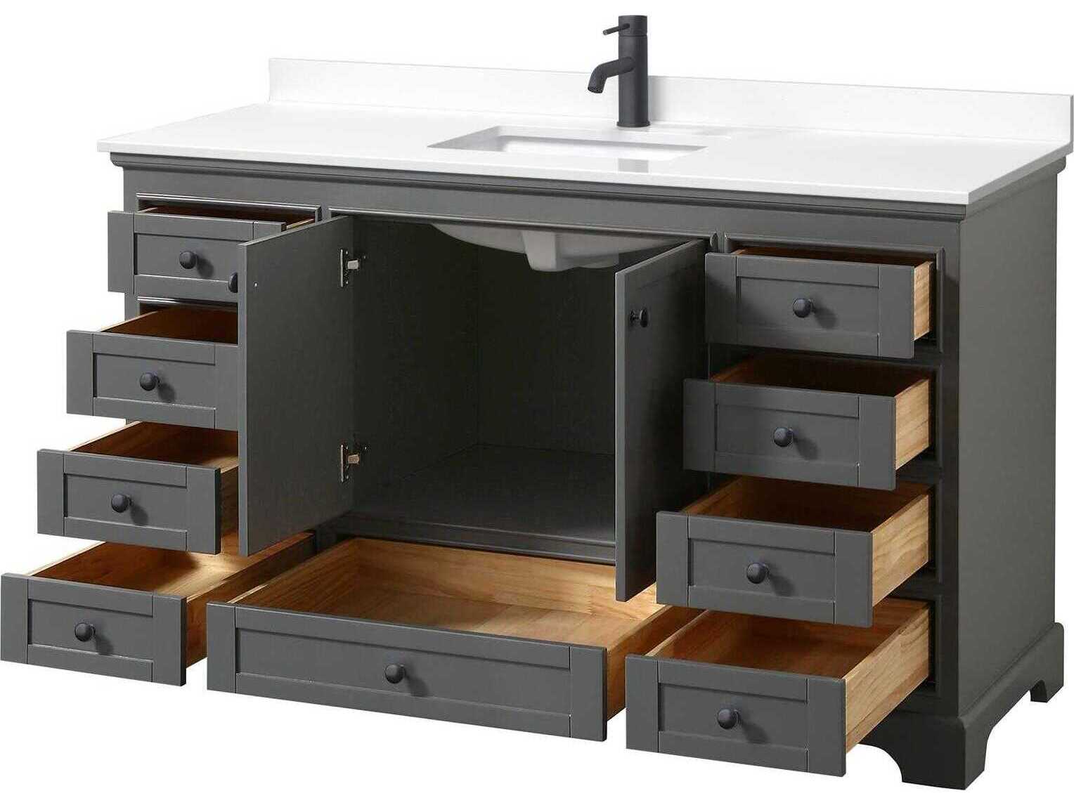 Wyndham Collection Deborah 60" Dark Gray Vanity