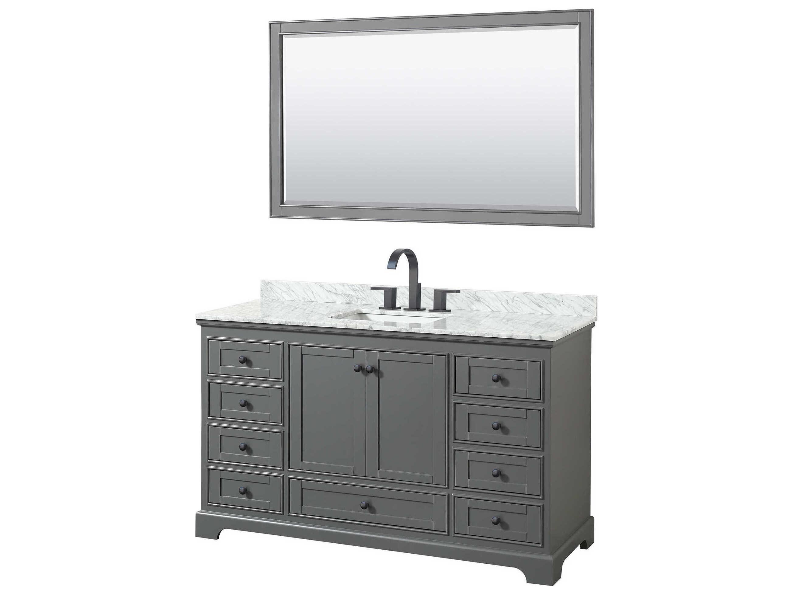 Wyndham Collection Deborah 60" Dark Gray Vanity with 58" Mirror