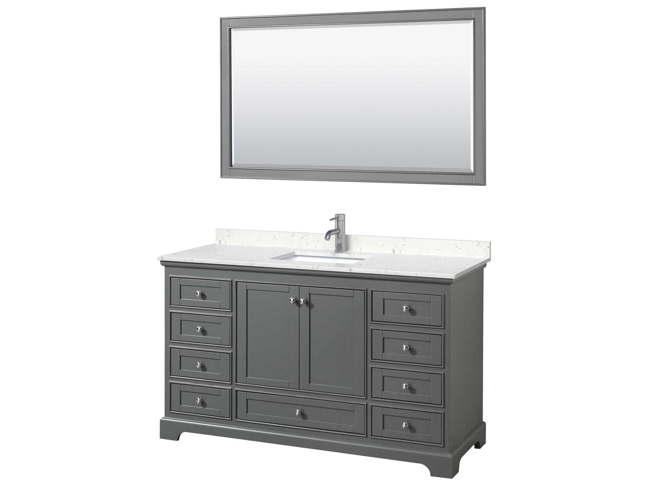 Wyndham Collection Deborah 60" Dark Gray Vanity with 58" Mirror