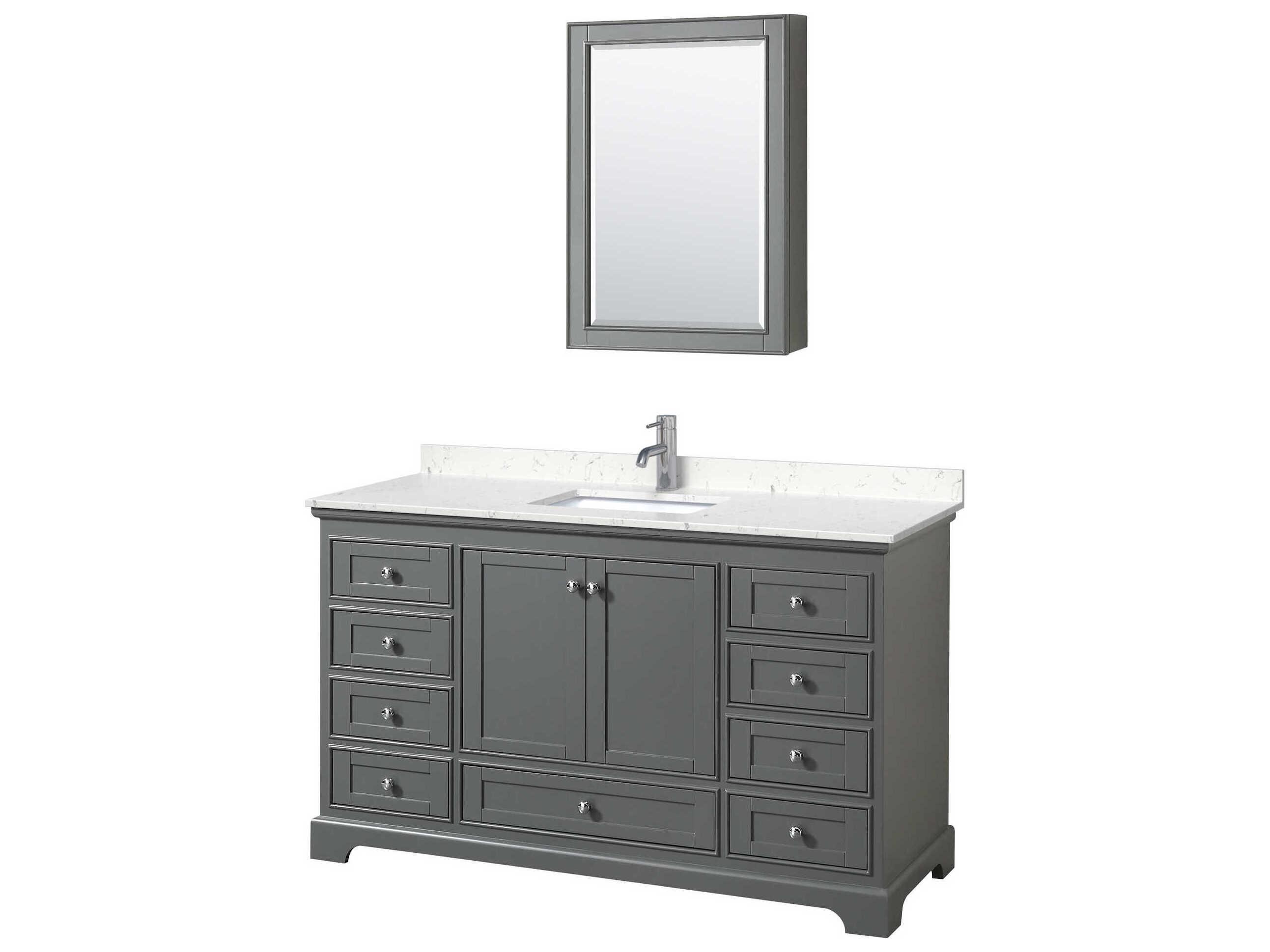 Wyndham Collection Deborah 60" Dark Gray Vanity with Medicine Cabinet