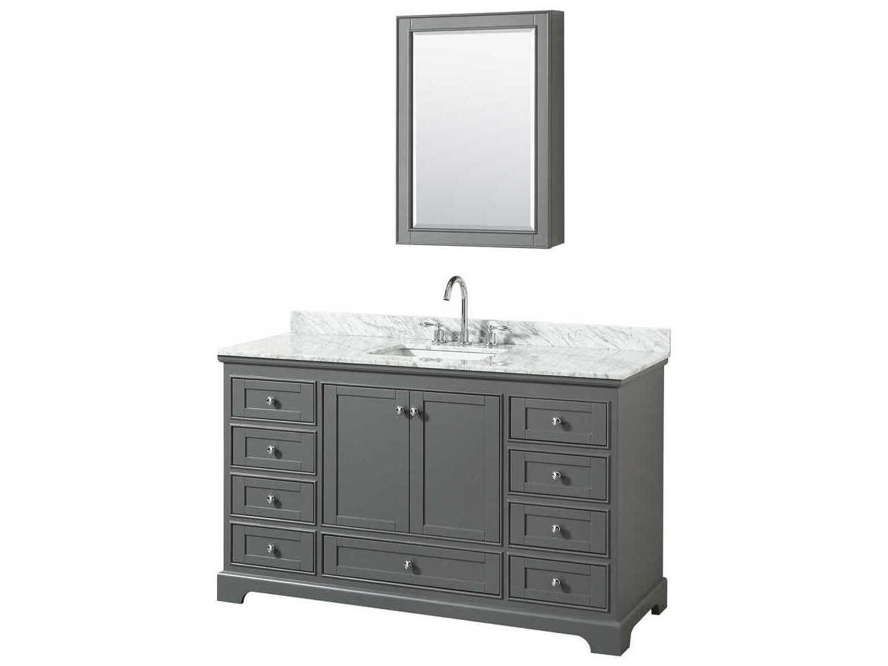 Wyndham Collection Deborah 60" Dark Gray Vanity with Medicine Cabinet