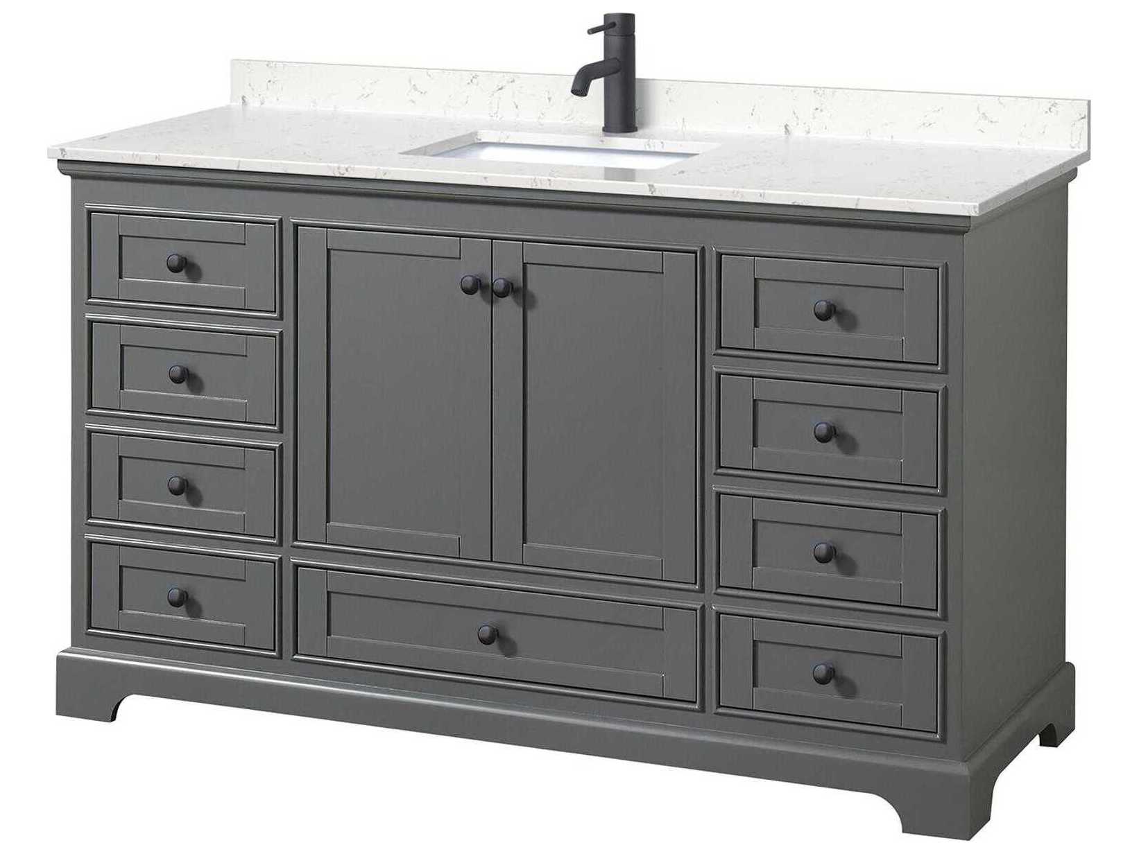 Wyndham Collection Deborah 60" Dark Gray Vanity