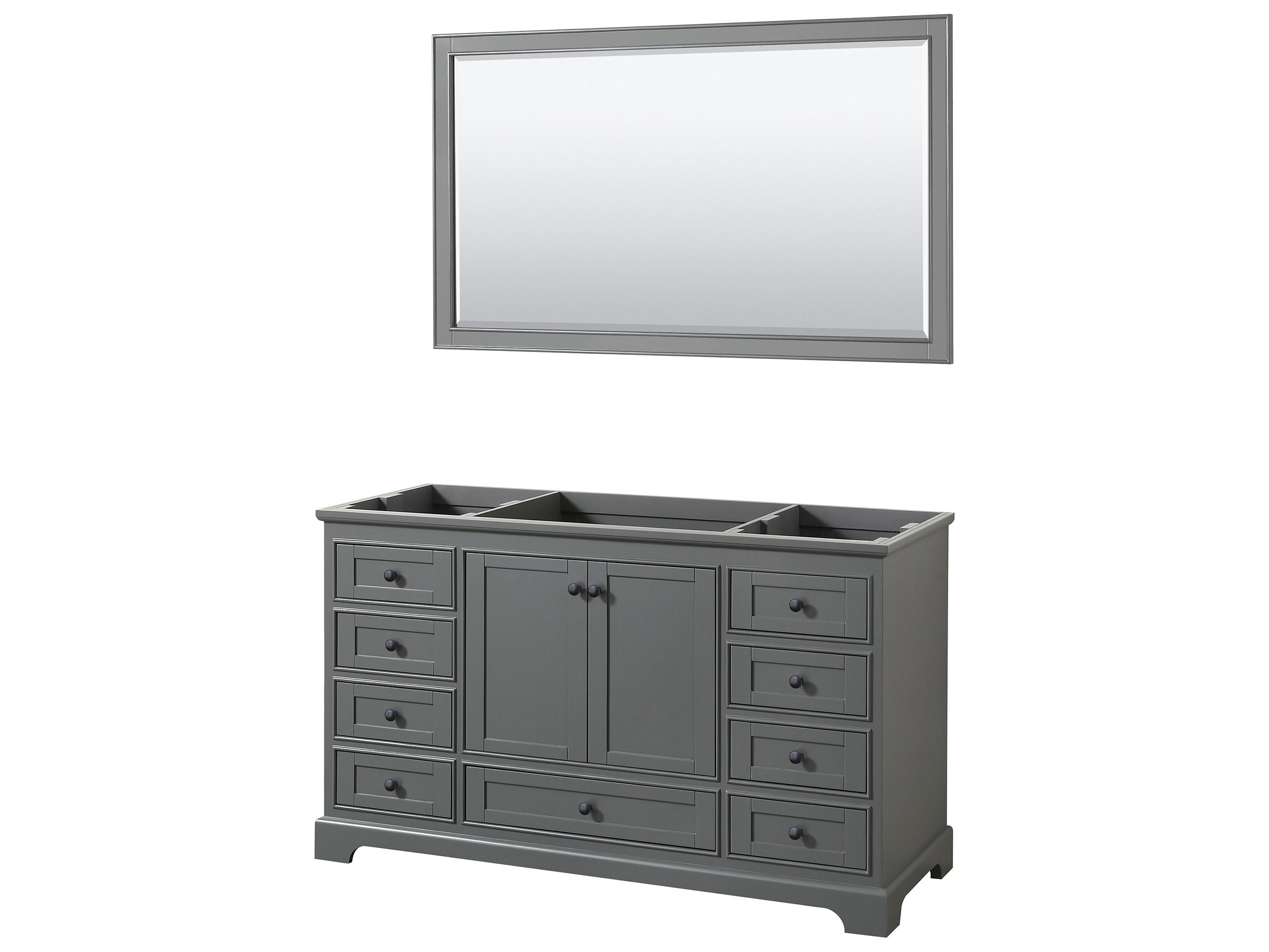 Wyndham Collection Deborah 59" Dark Gray Vanity with 58" Mirror