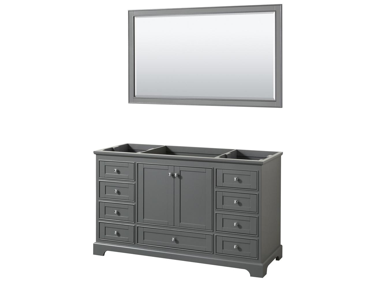 Wyndham Collection Deborah 59" Dark Gray Vanity with 58" Mirror