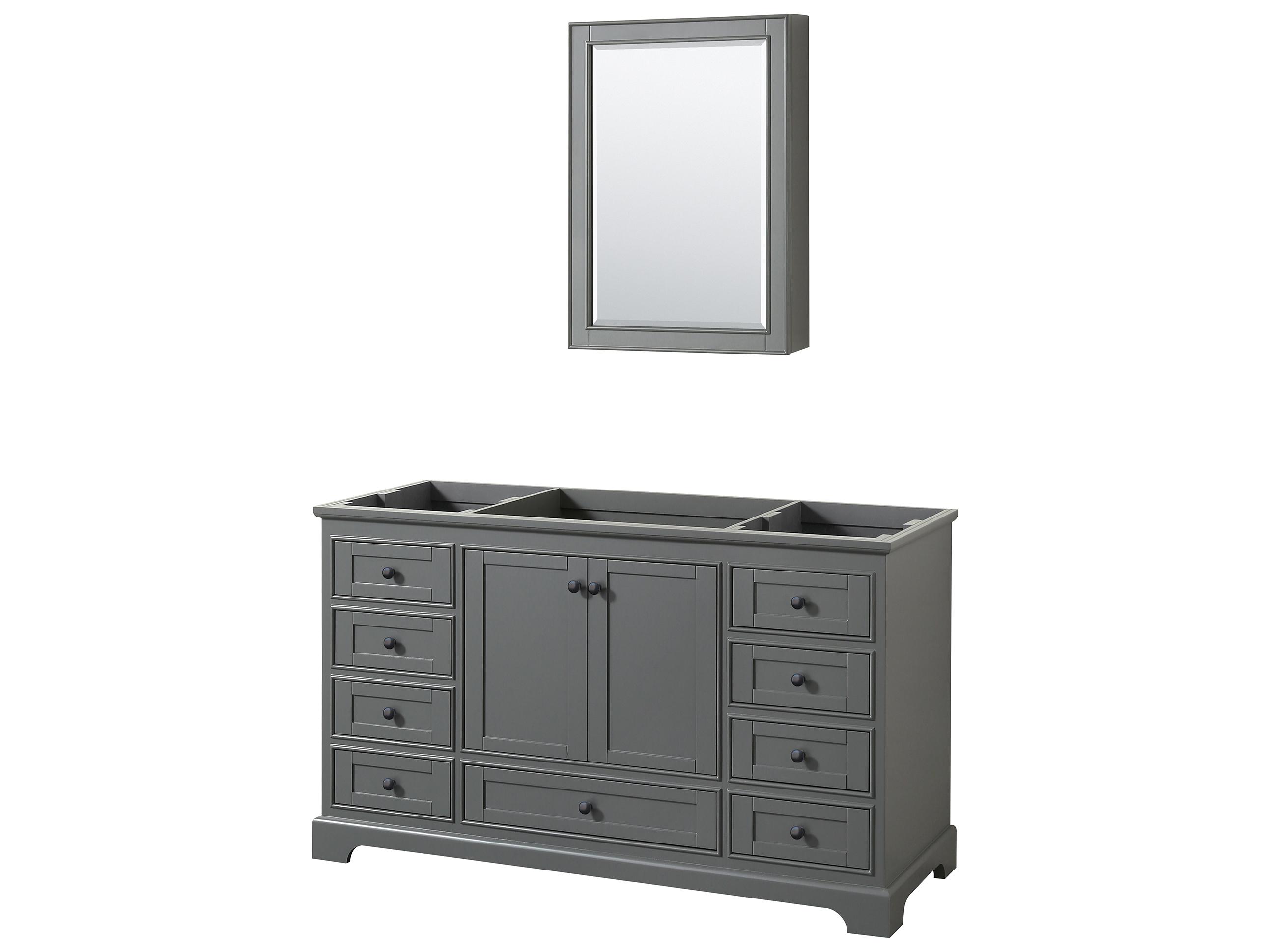 Wyndham Collection Deborah 59" Dark Gray Vanity with Medicine Cabinet