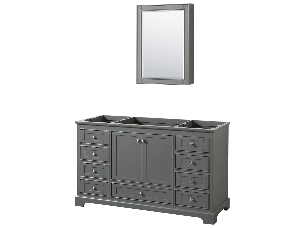 Wyndham Collection Deborah 59" Dark Gray Vanity with Medicine Cabinet