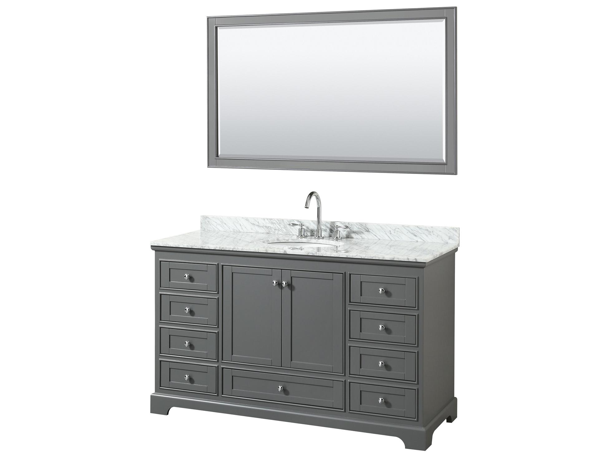 Wyndham Collection Deborah 60" Dark Gray Vanity with 58" Mirror